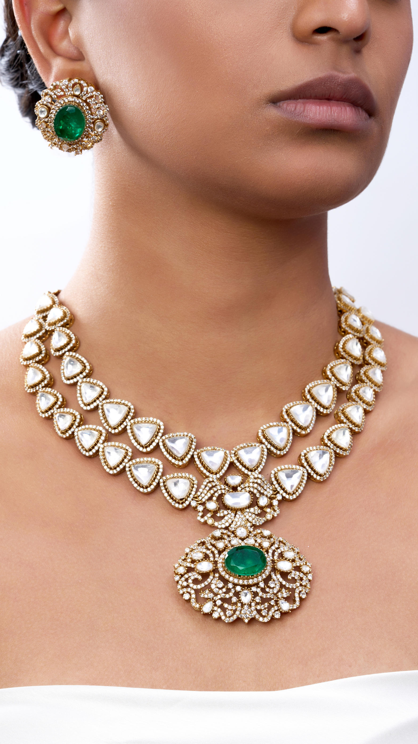 TAHIRA EMERALD & POLK NECKLACE  SET