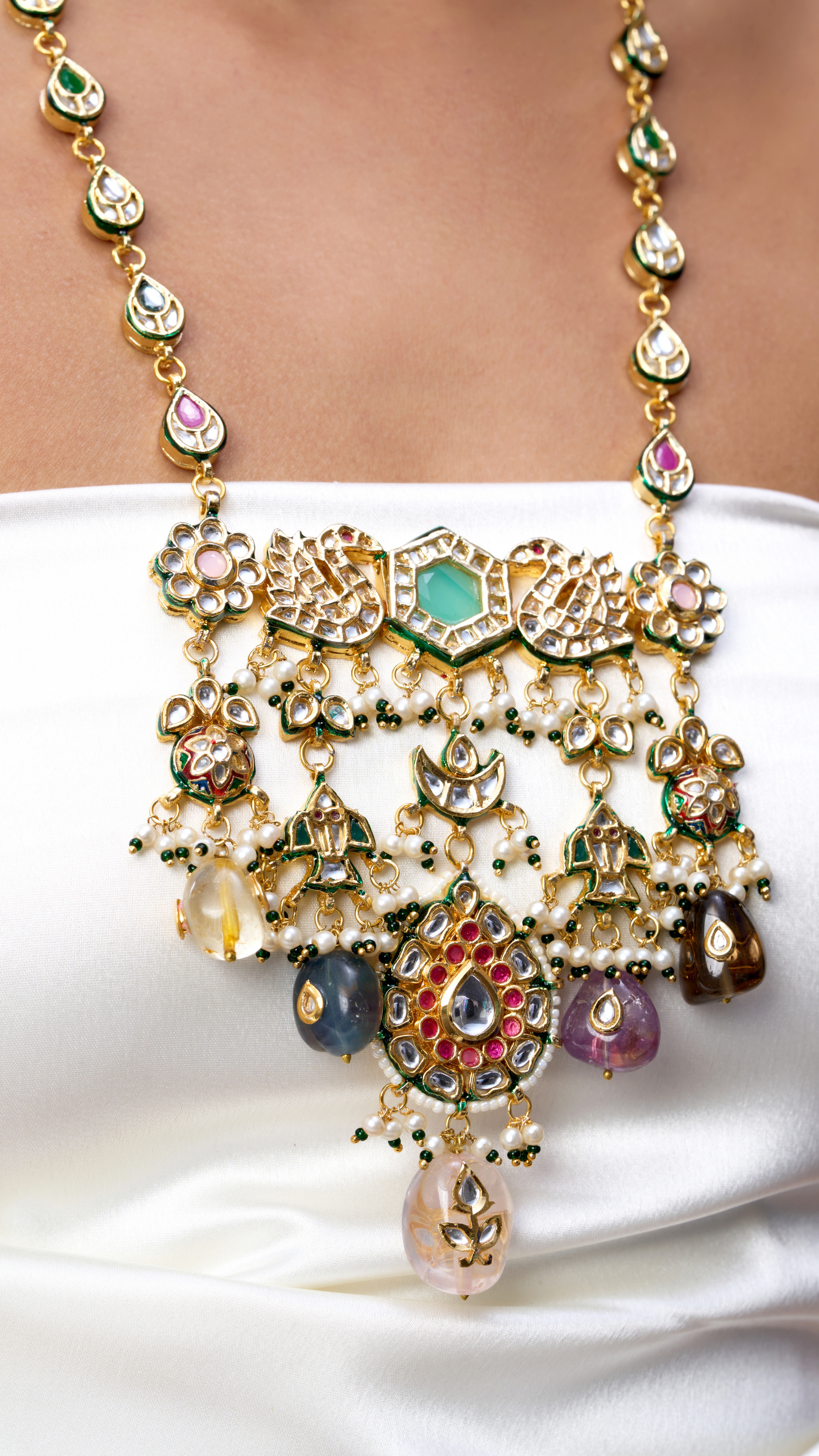 SARASWATI KUNDAN & PURE STONE NECKLACE SET