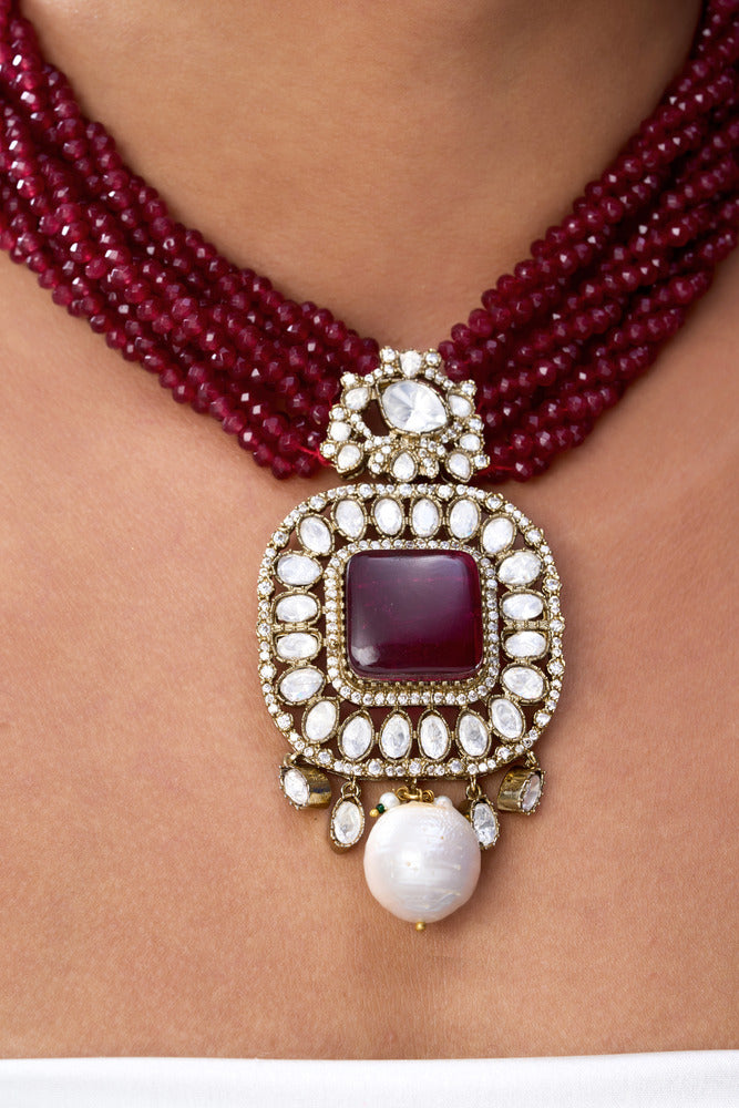 HEER VICTORIAN & PURE STONES NECKLACE SET