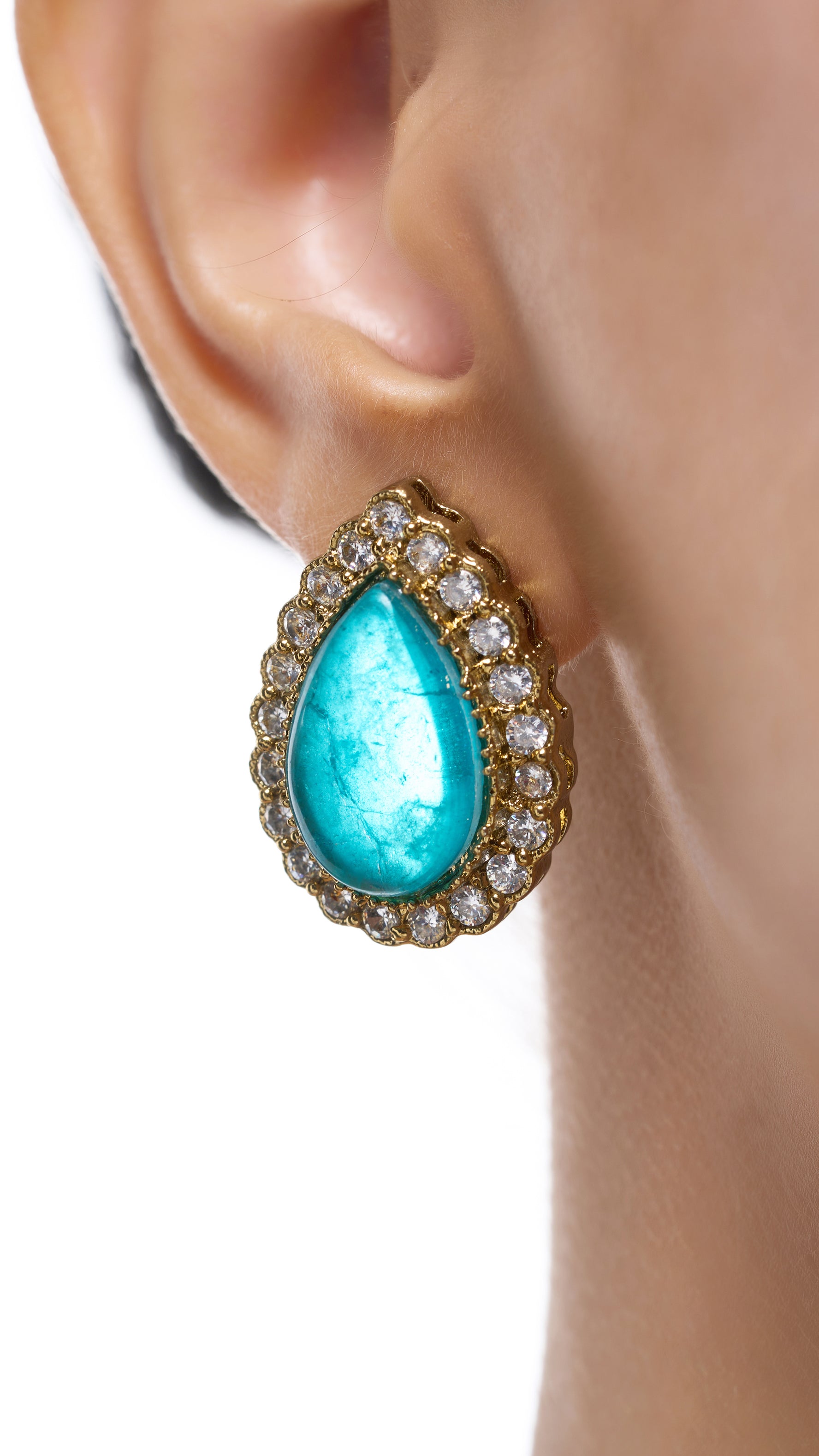 HELENA VICTORIAN MOSSAINITE WITH AQUA MARINE STONE SET