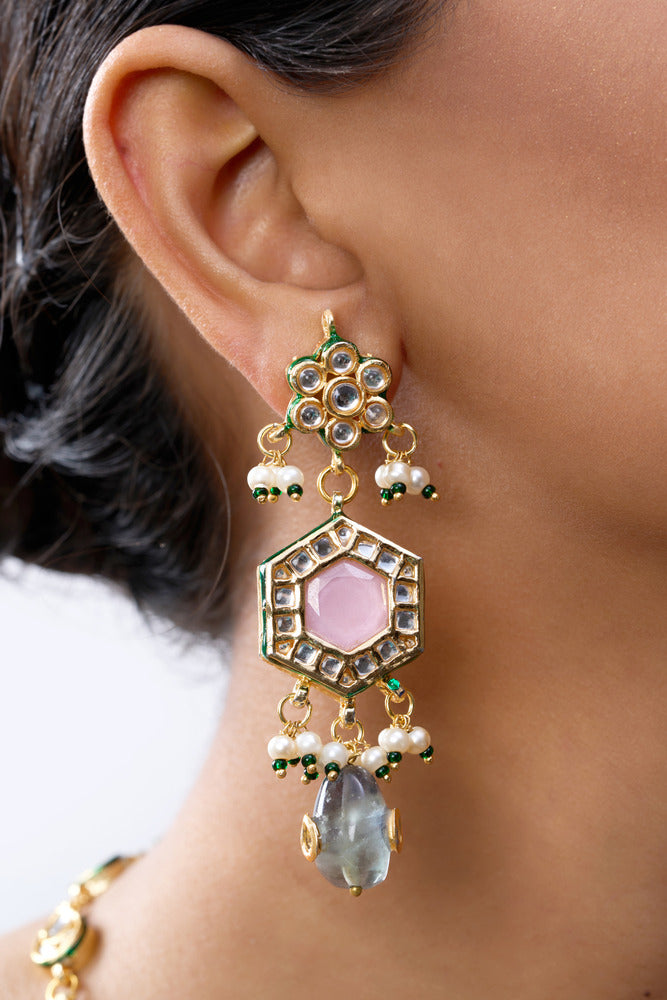 PADMAVATI KUNDAN & MULTI PURE STONES NECKLACE SET