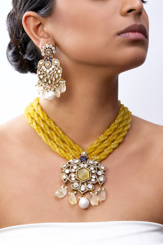 INDRANI VICTORIAN & PURE STONES NECKLACE SET