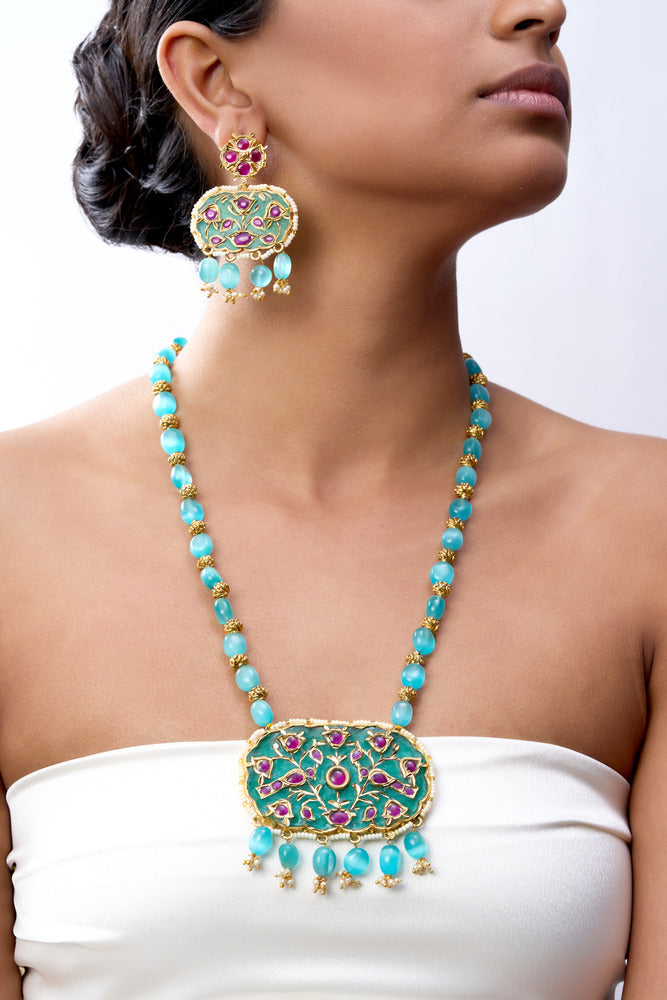 ANARKALI PURE STONE & HAND ENGRAVED NECKLACE SET