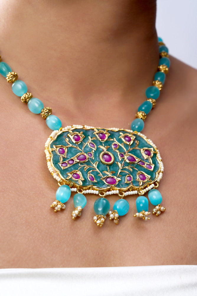 ANARKALI PURE STONE & HAND ENGRAVED NECKLACE SET