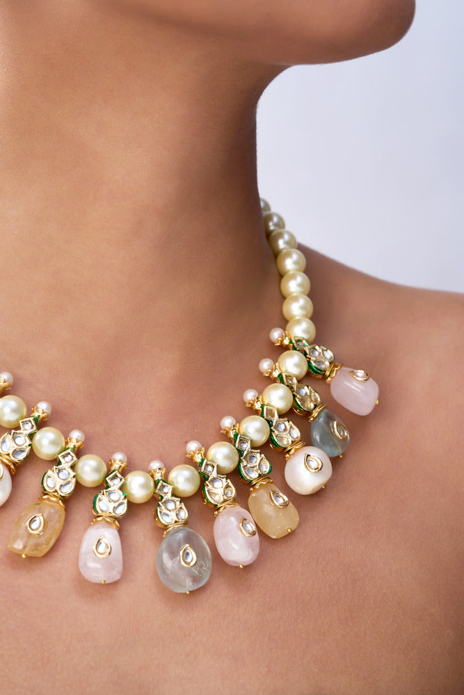 ANAMIKA PEARL & PURE STONES NECKLACE SET