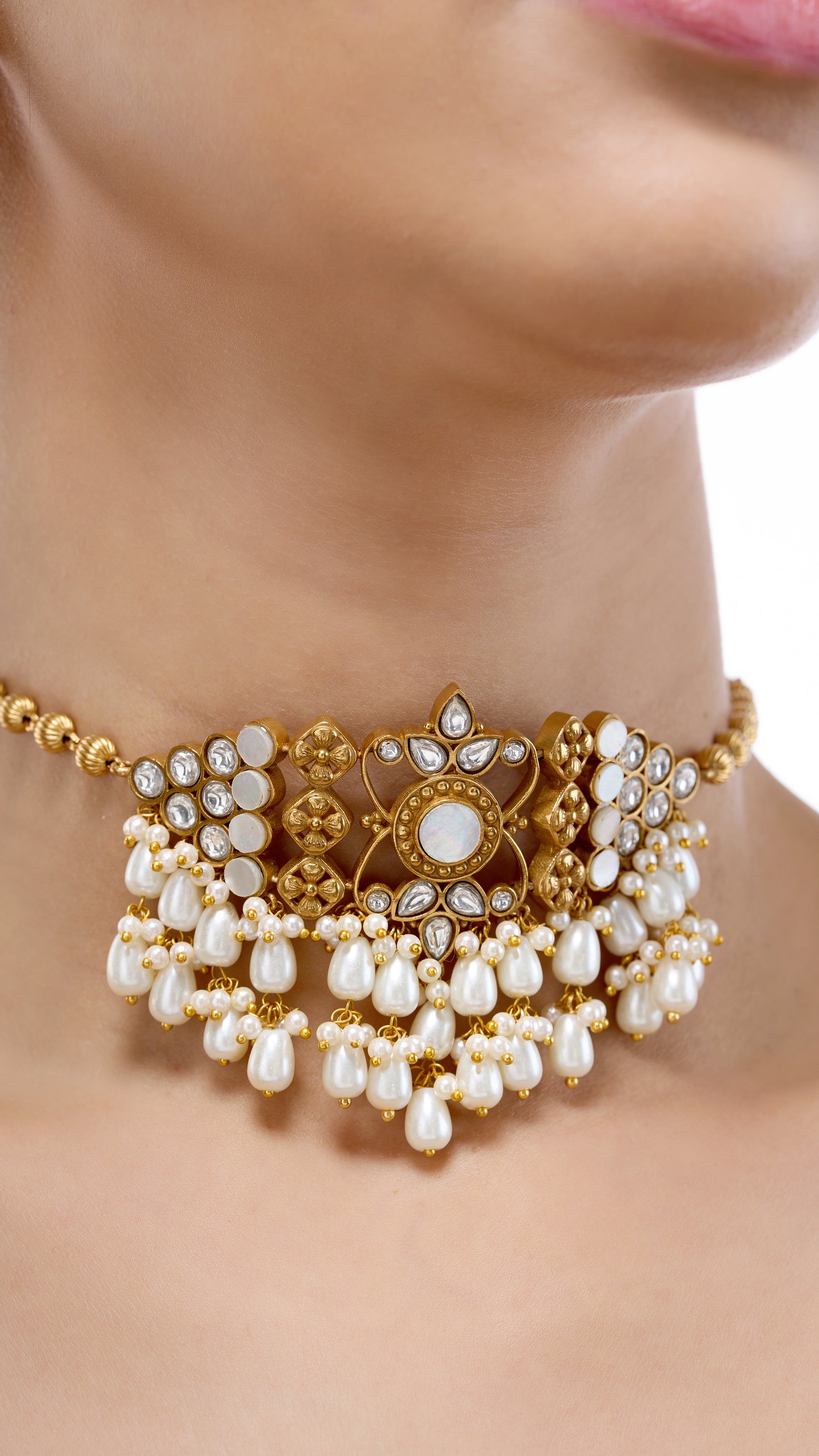 NAZNEEN PEARL FILIGREE CHOKER