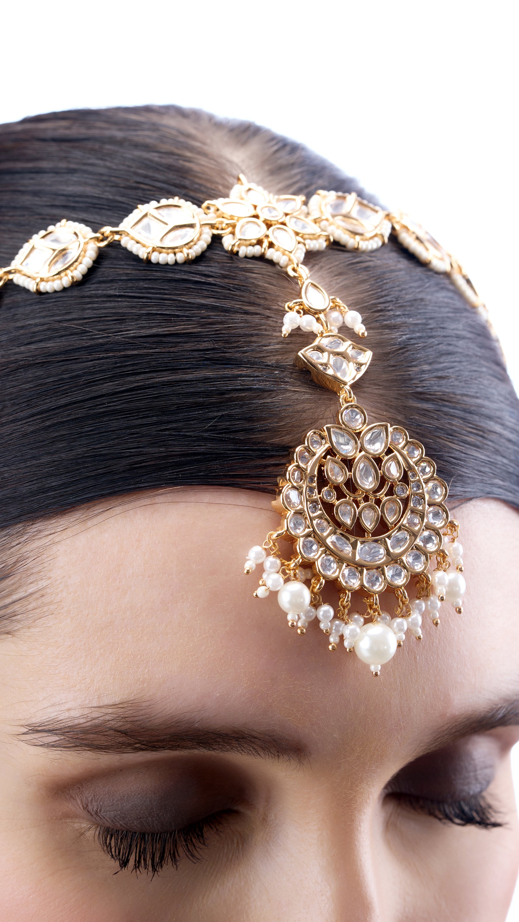 KUNTI KUNDAN MATHA PATTI WITH PURE PEARLS