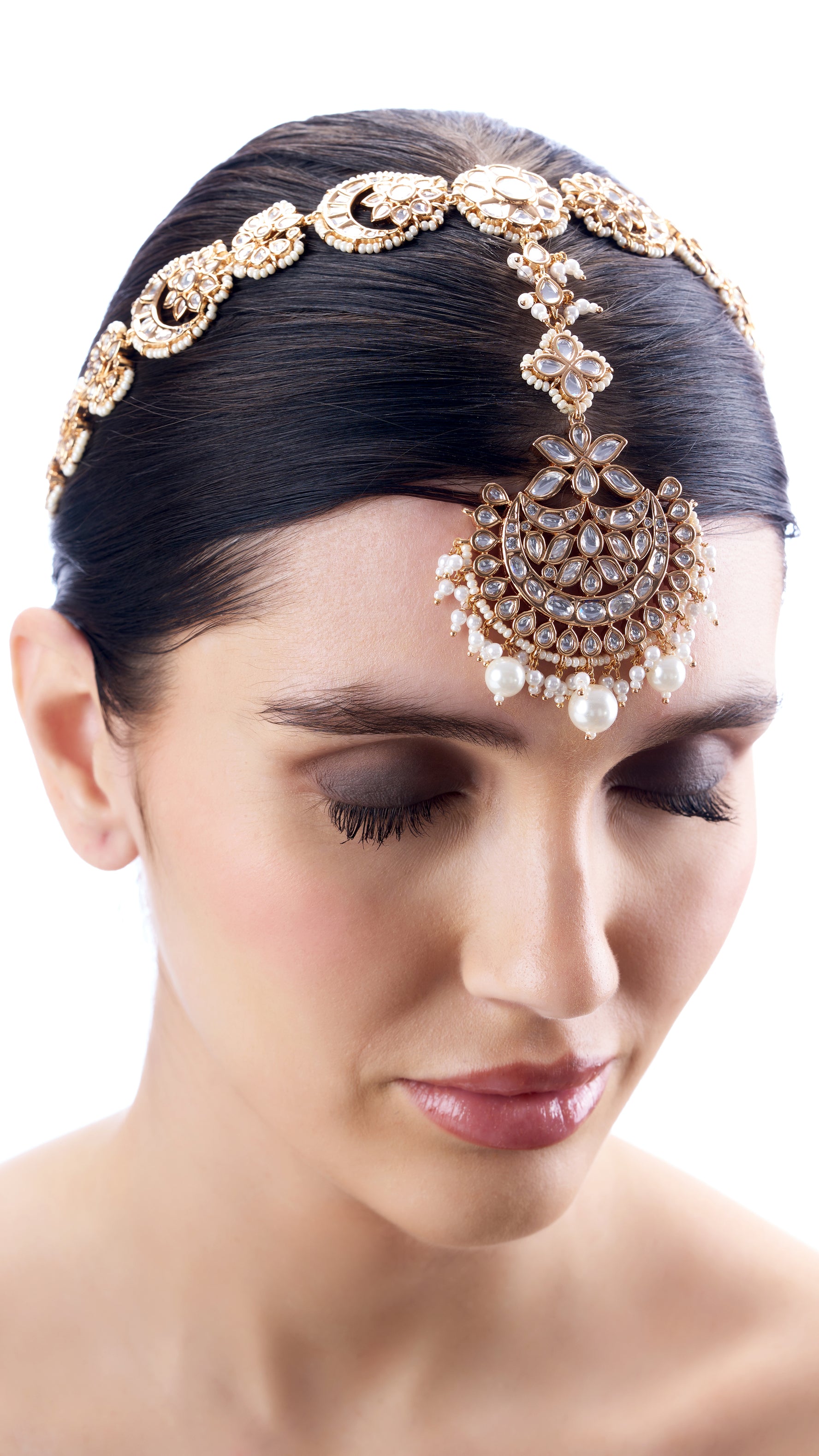BHAWANA KUNDAN MATHA PATTI WITH PURE PEARLS