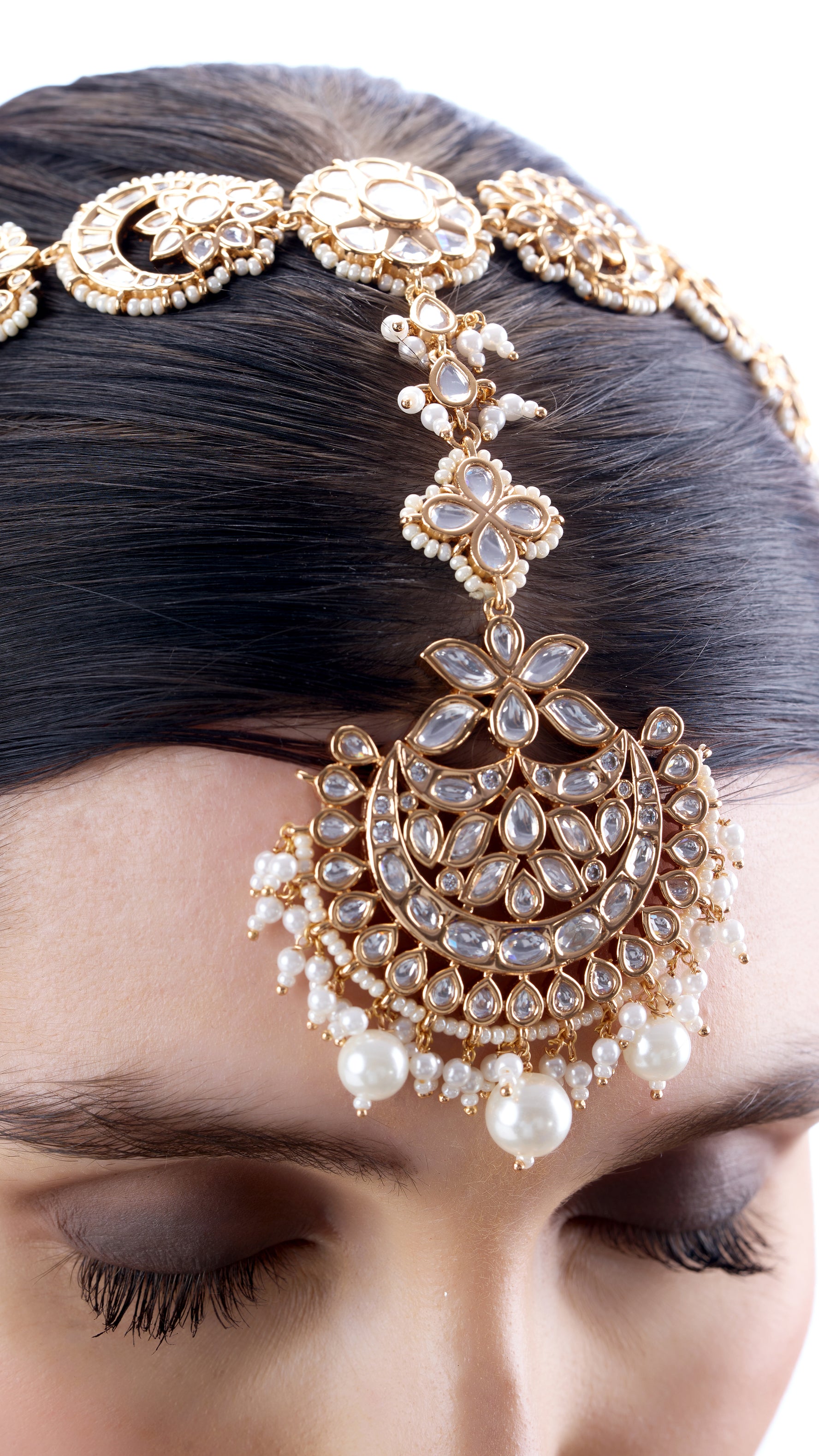 BHAWANA KUNDAN MATHA PATTI WITH PURE PEARLS