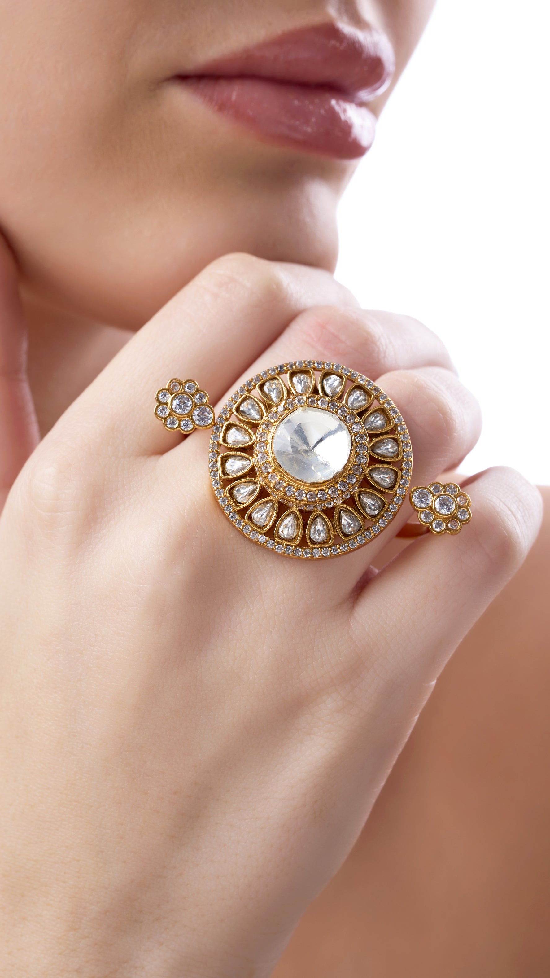 PRITHA ABSTRACT GOLD FOIL KUNDAN RING