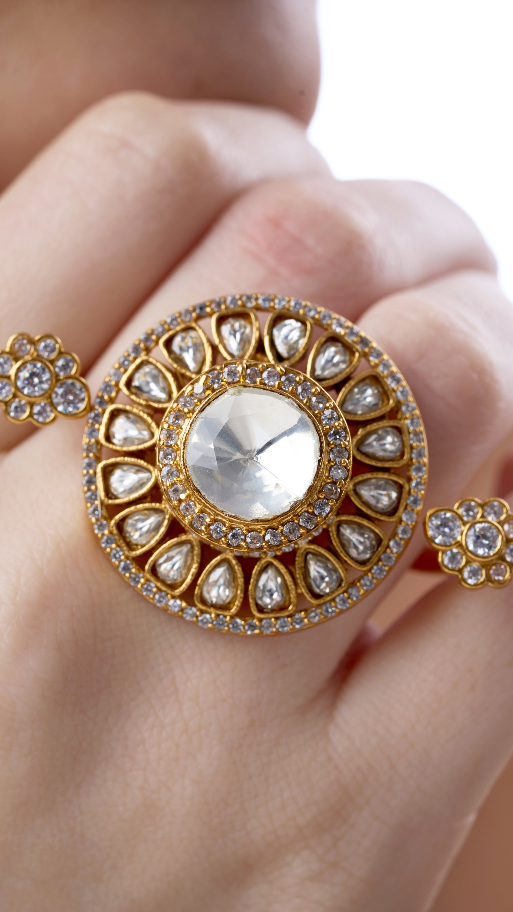 PRITHA ABSTRACT GOLD FOIL KUNDAN RING