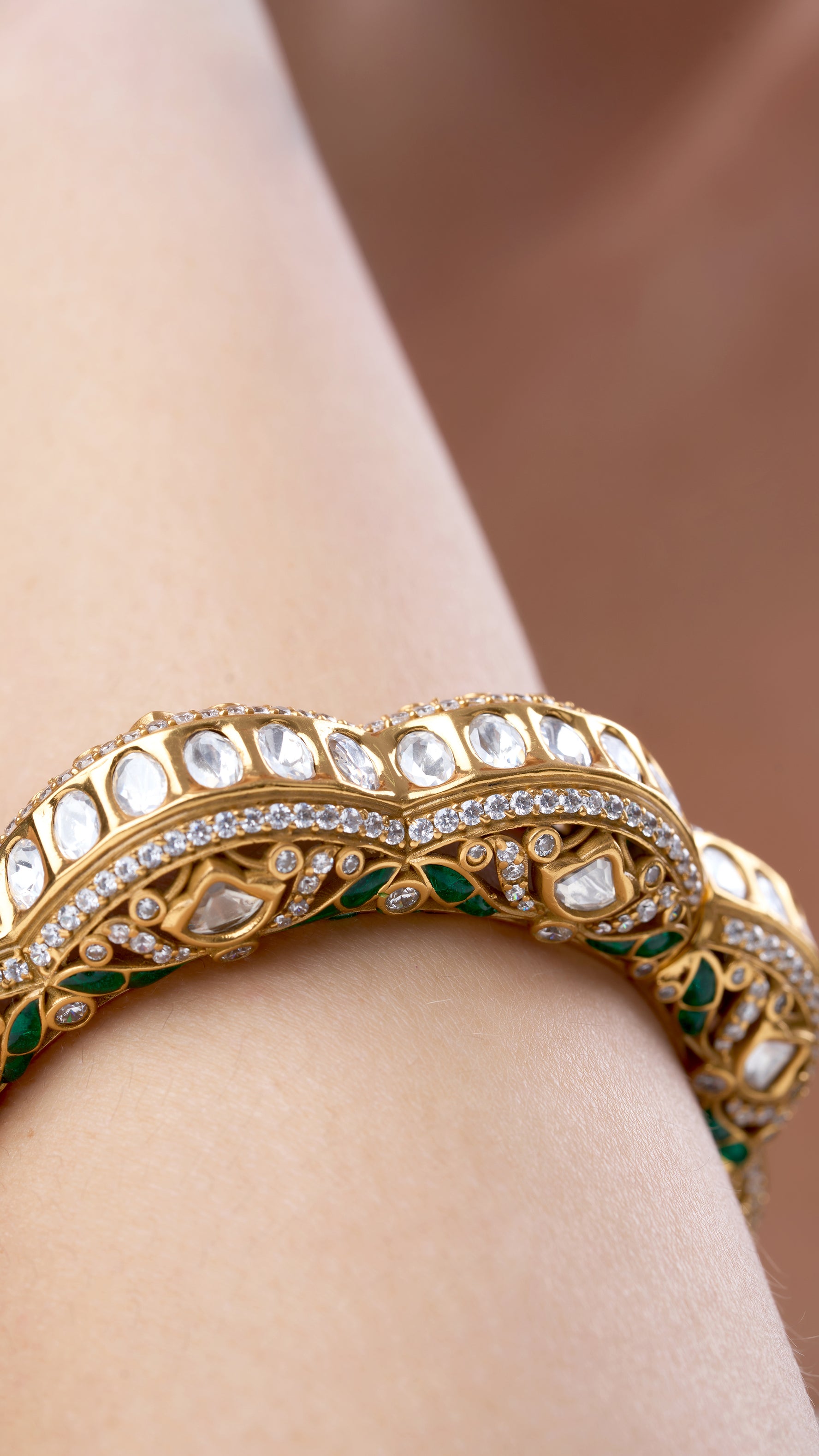 RUJUTA FLOWER PACHELI BANGLE WITH MEENA AND SEMI PRECIOUS STONES