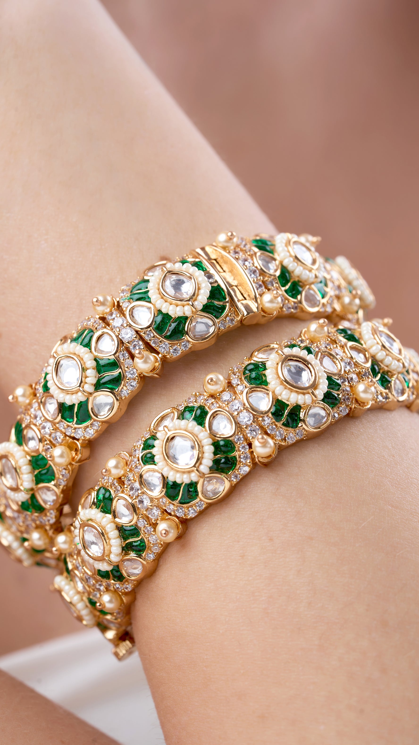 JVALINI  POLKI BANGLE WITH SEMI PRECIOUS STONES