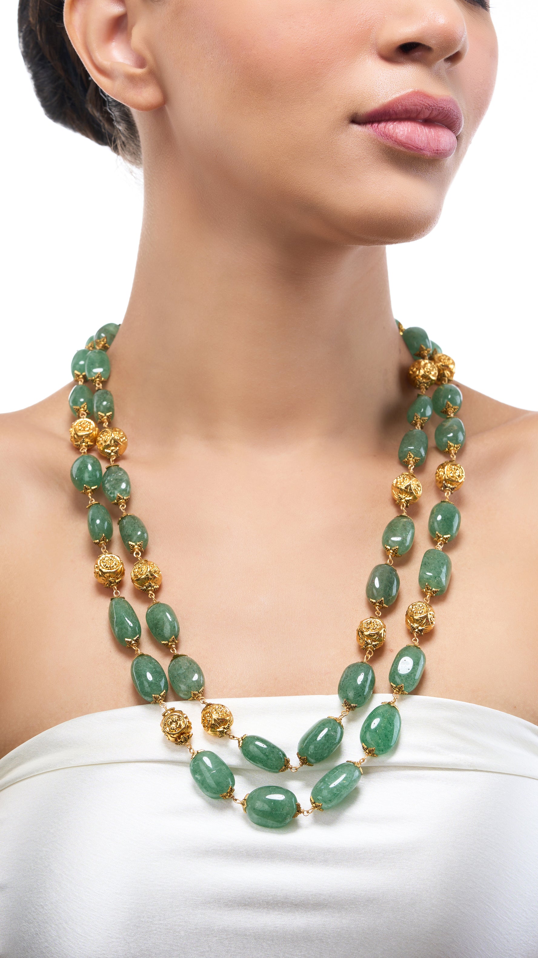 ZEENAT DOUBLE ONYX STRING WITH FILIGREE WORK