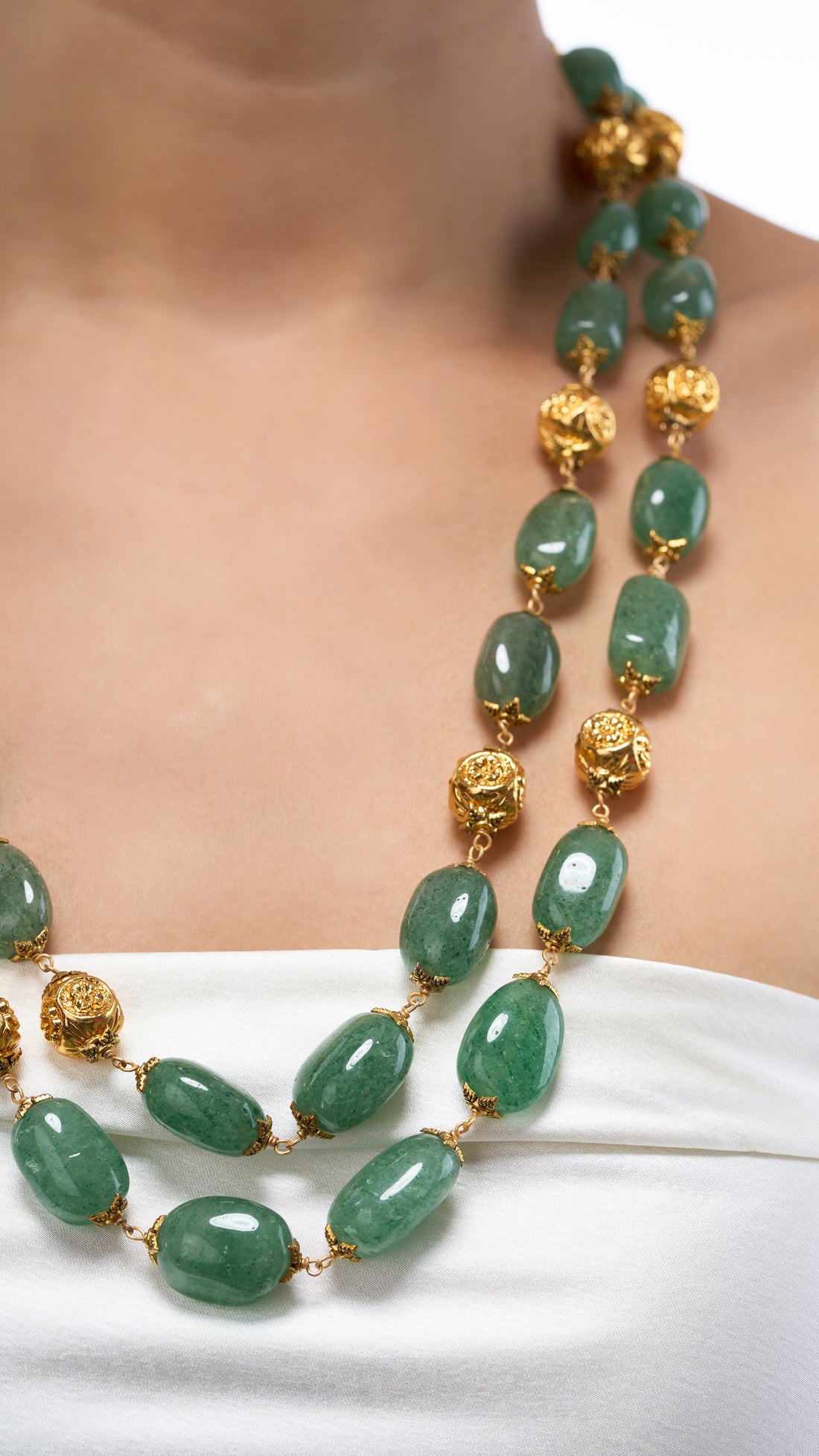 ZEENAT DOUBLE ONYX STRING WITH FILIGREE WORK