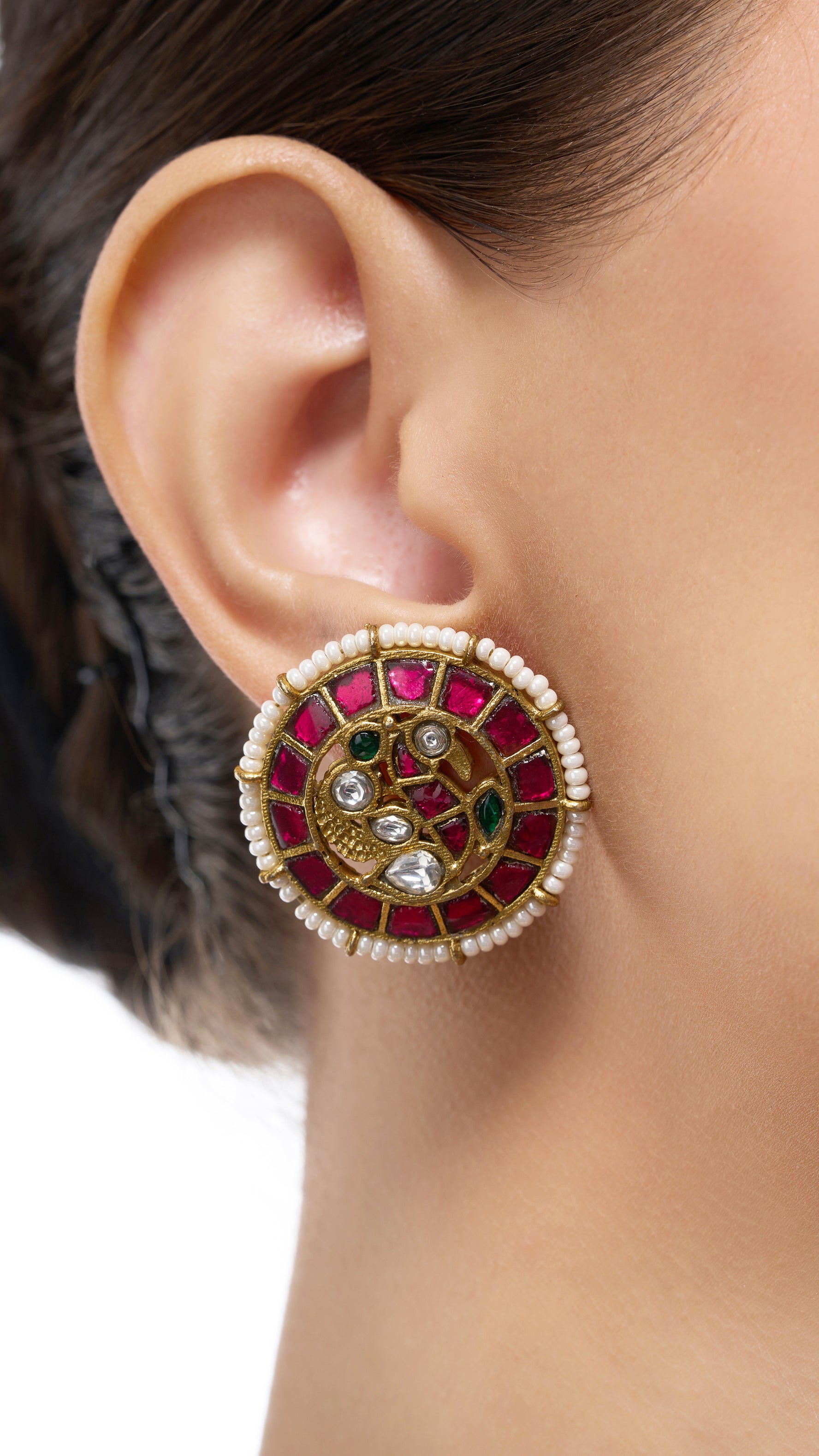 MADHURIMA HAND ENAMEL LONG NECKLACE WITH PURE PEARLS & SEMI PRECIOUS STONES