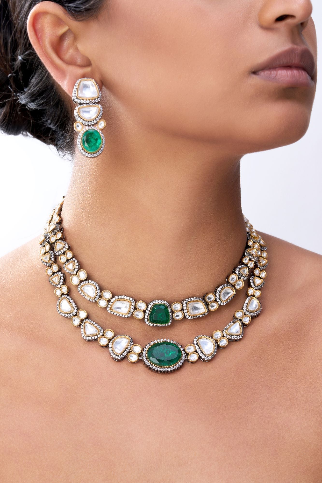 TARINI  DOUBLE LAYER ONYX & POLKI CHOKER