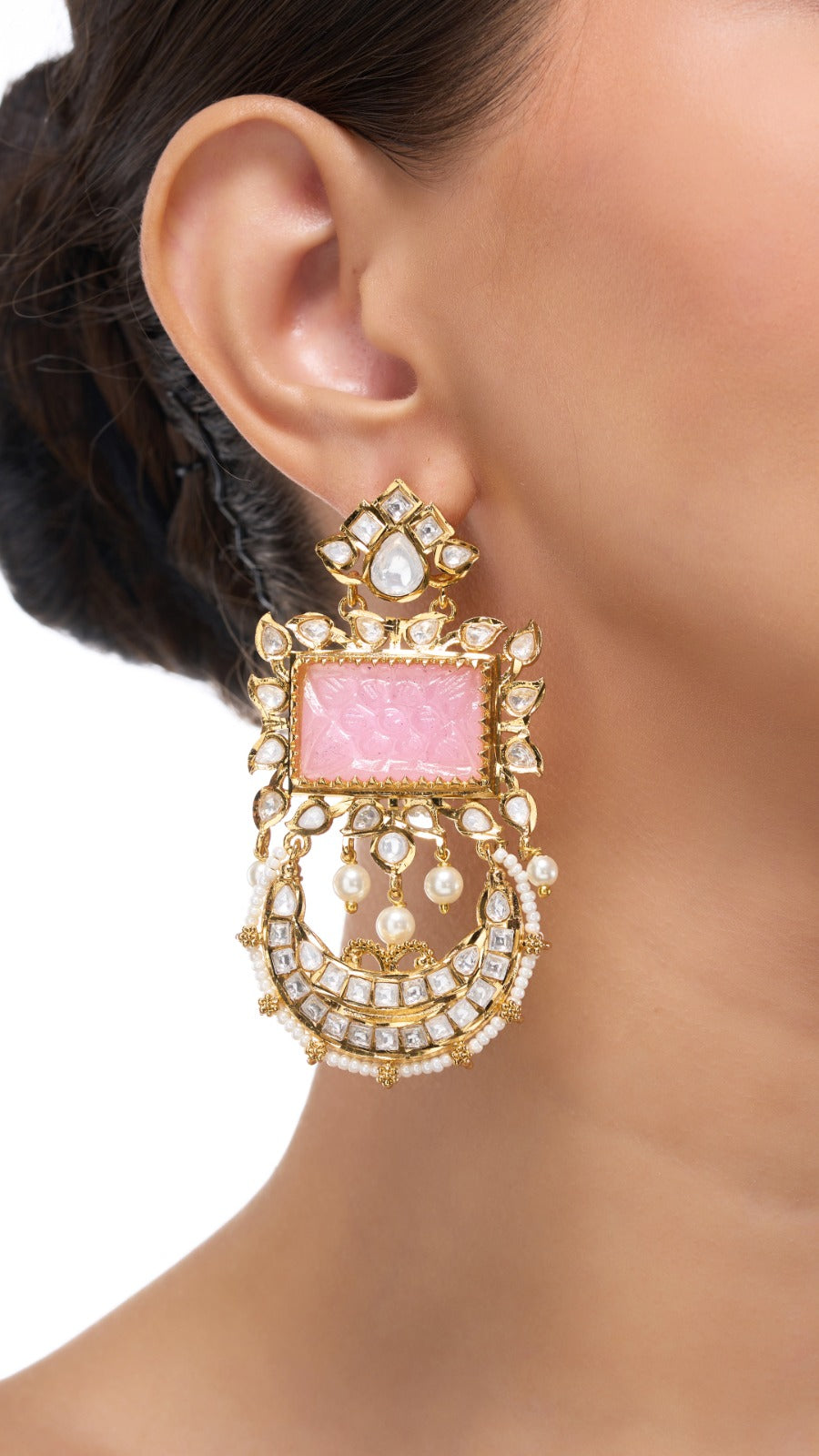 GAURI KUNDAN EARRINGS WITH MONALISA STONE