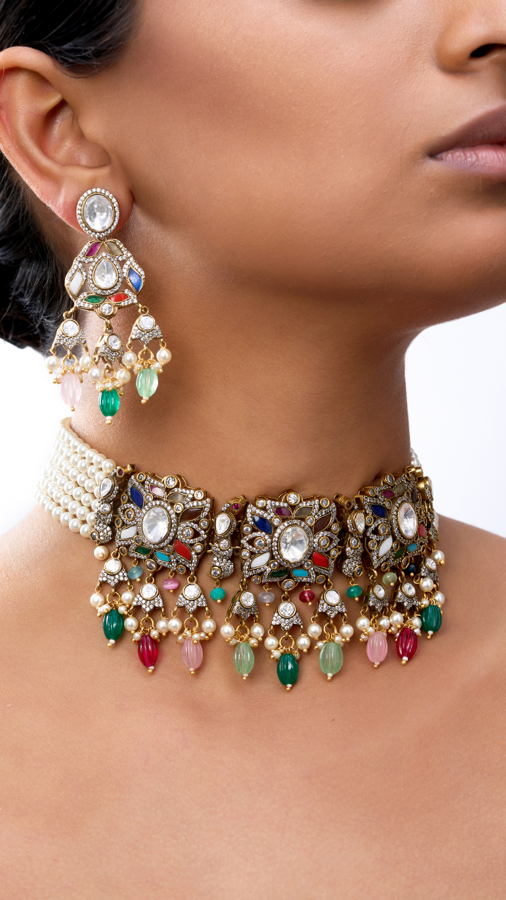 AANYA MULTI COLOR VICTORIAN POLKI CHOKER
