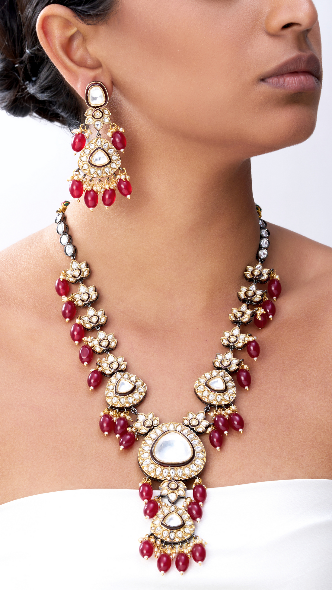 MIRA VICTORIAN RUBY & POLKI NECKLACE SET