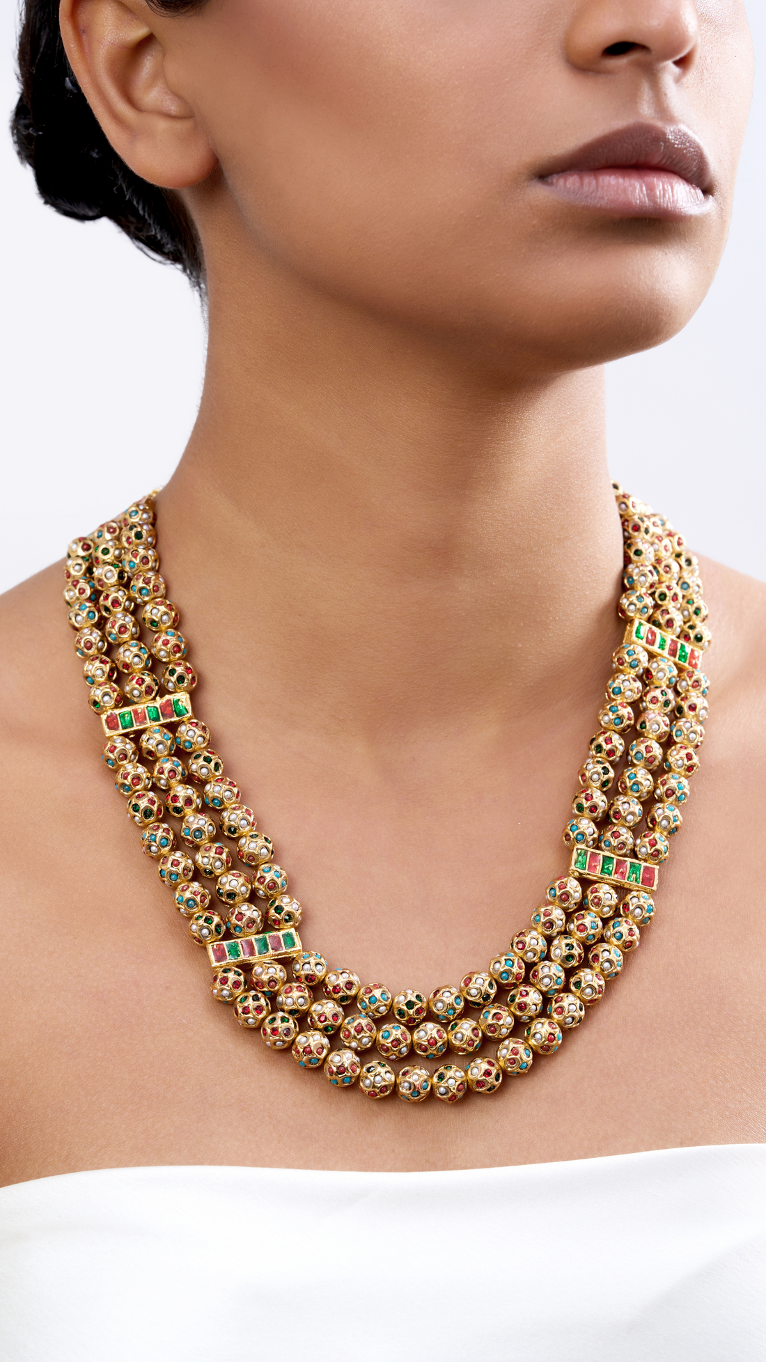 NAIMA MULTI COLOR TRADITIONAL GOLD FOIL NECKLACE