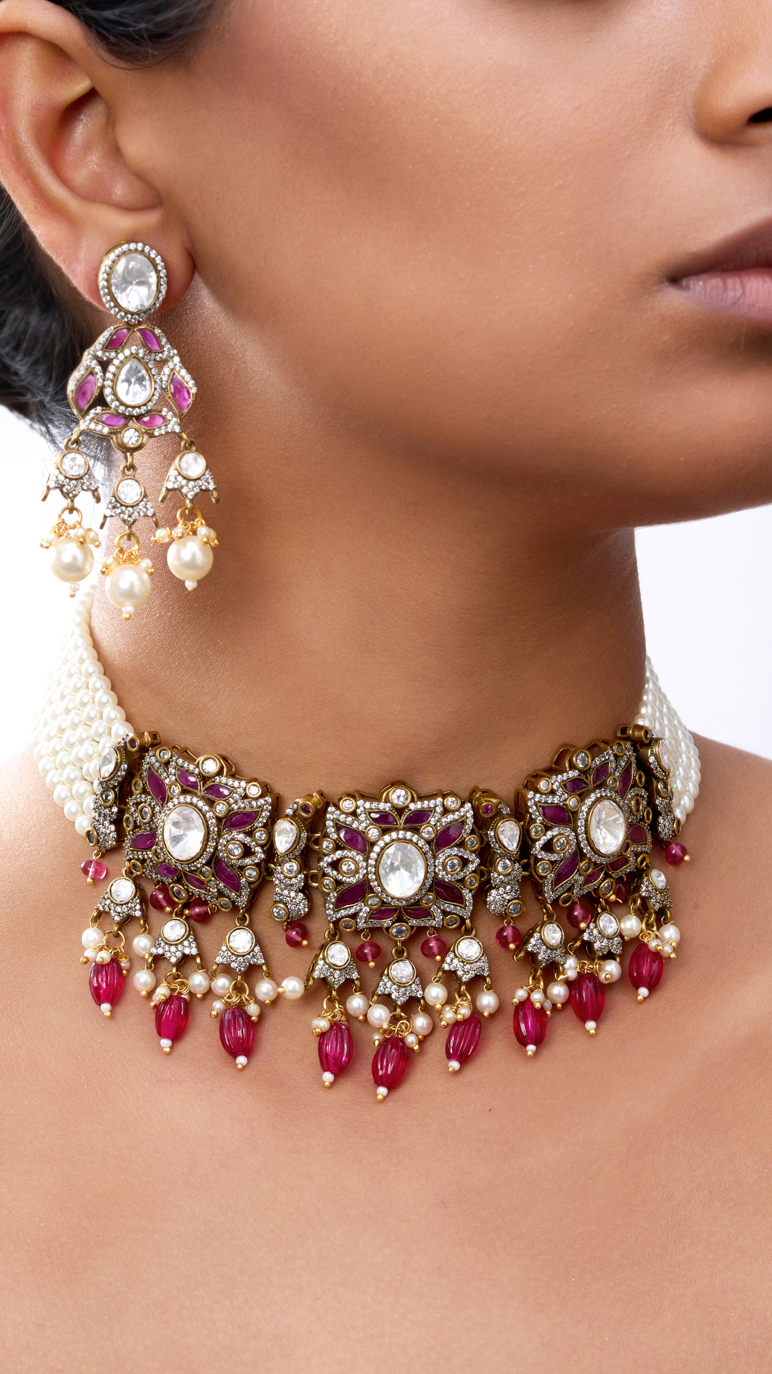 MEERA VICTORIAN & RUBY NECKLACE SET