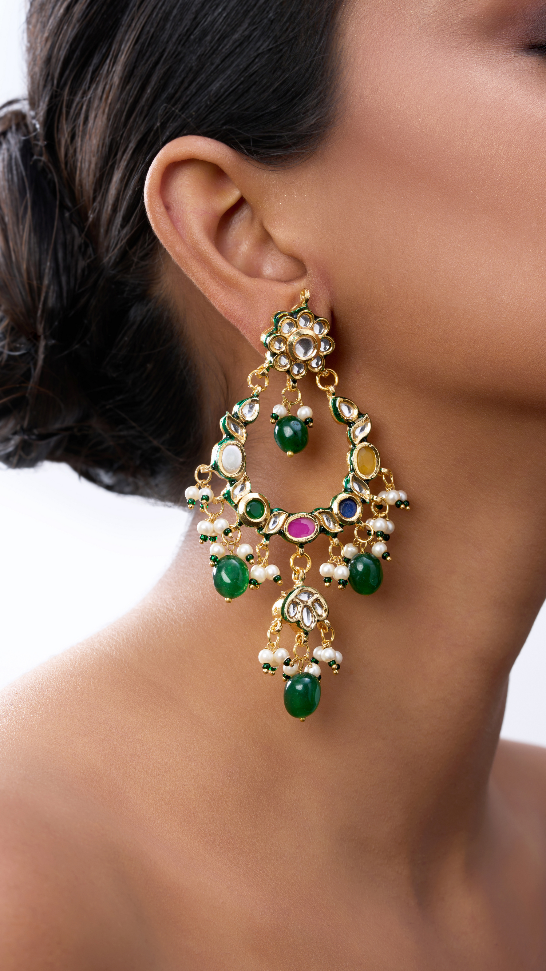 SHRADDHA MUTI COLOR  POLKI EARRINGS