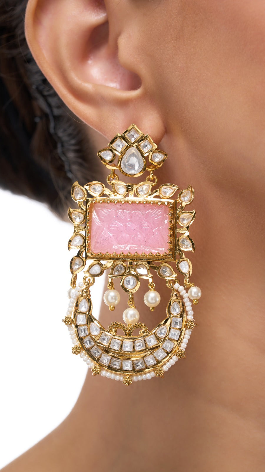 GAURI KUNDAN EARRINGS WITH MONALISA STONE