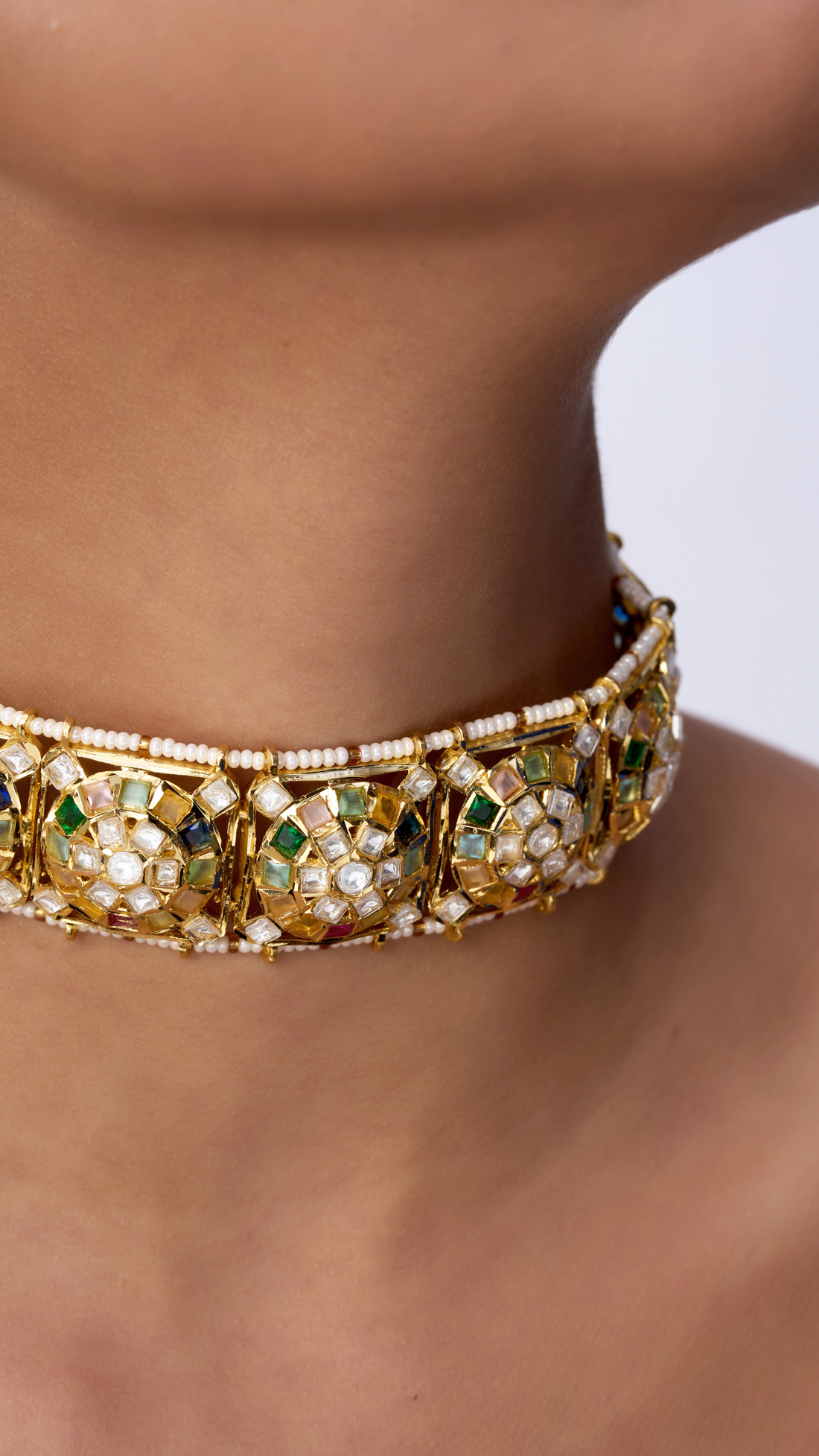 KAYA KUNDAN & MULTI COLOUR STONE CHOKER