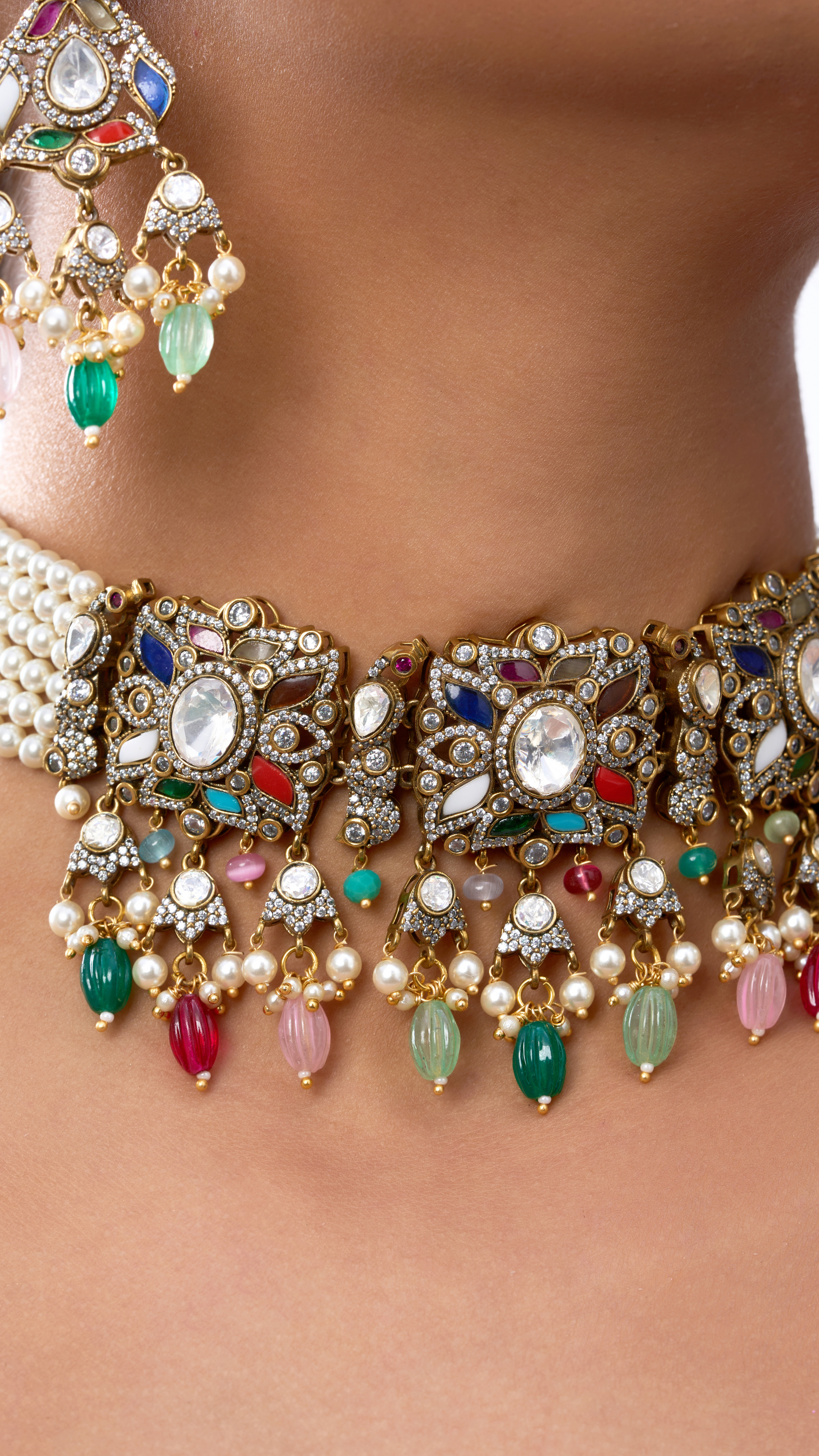 AANYA MULTI COLOR VICTORIAN POLKI CHOKER