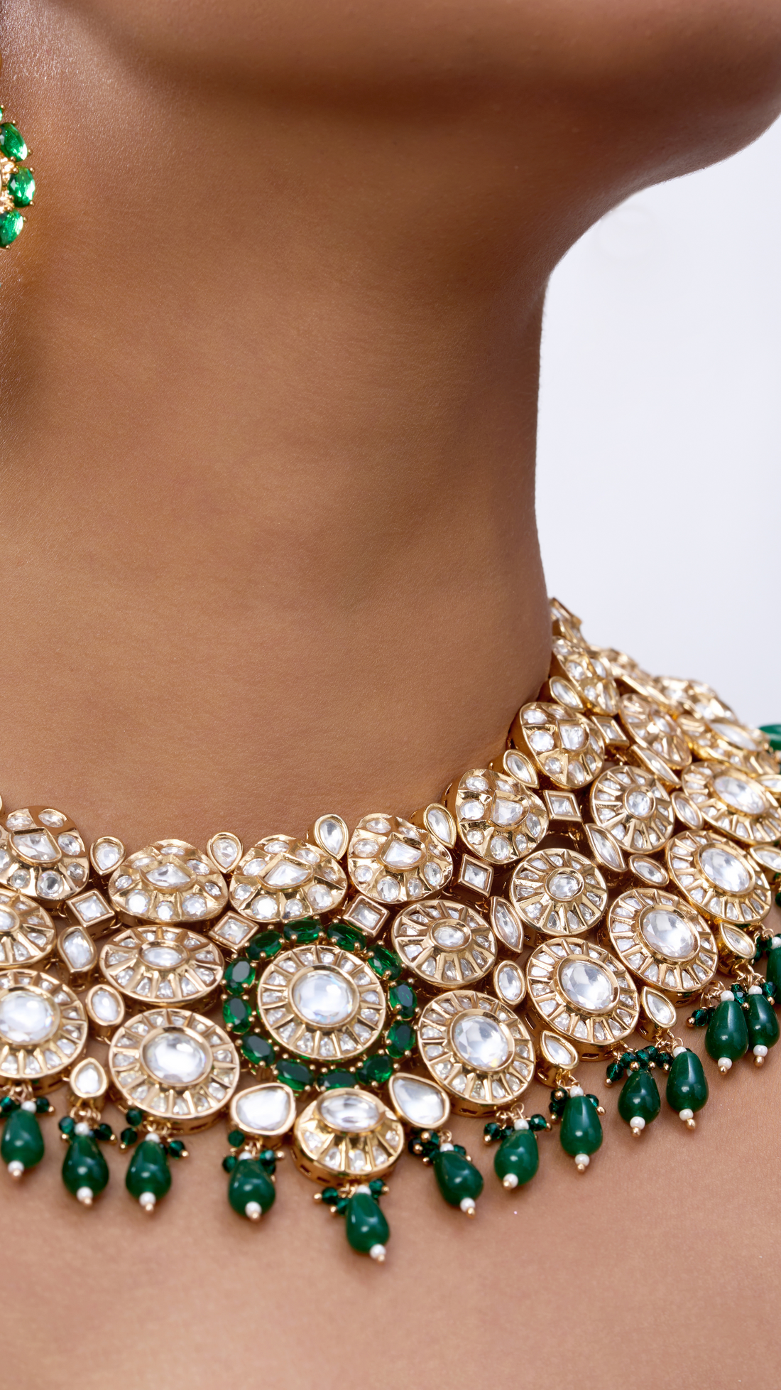 RUKMANI  EMERALD & POLKI NECKLACE  SET