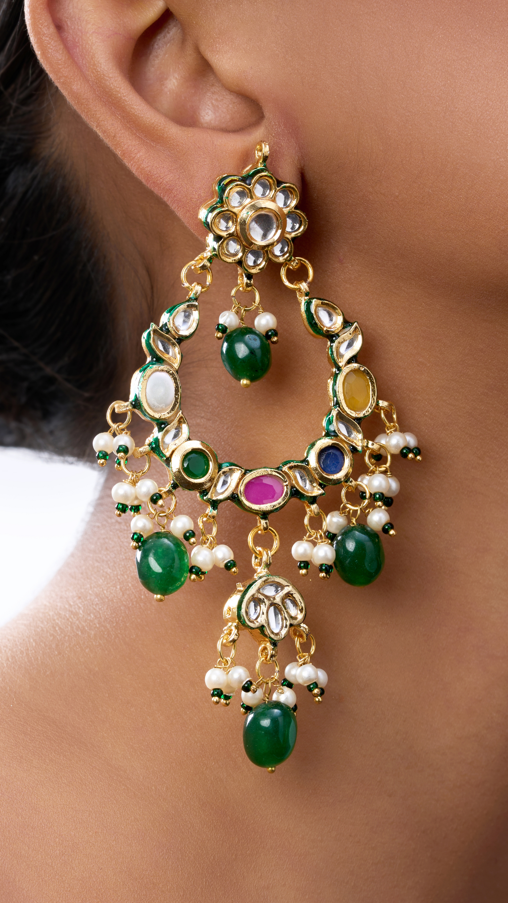 SHRADDHA MUTI COLOR  POLKI EARRINGS