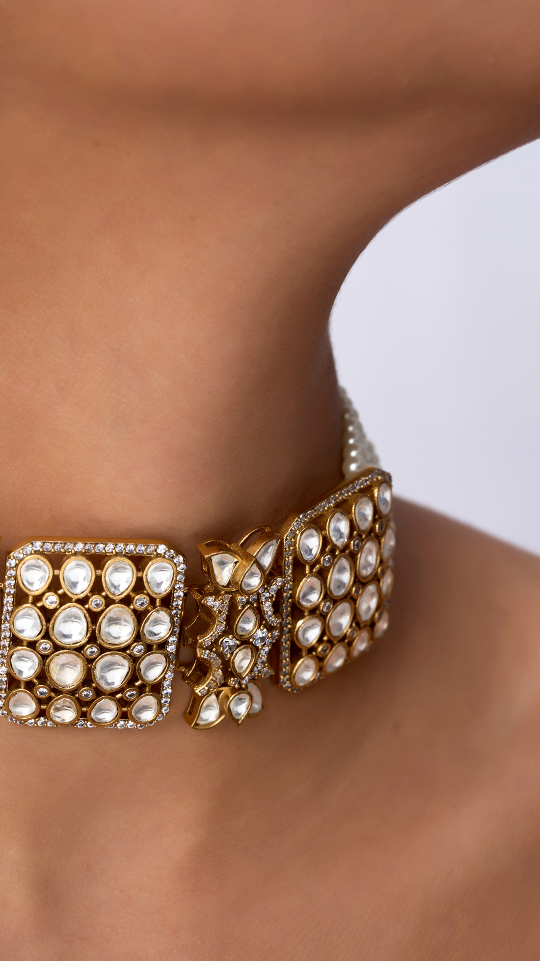 COSIMA SQUARE POLKI CHOKER WITH MOSSAINITE