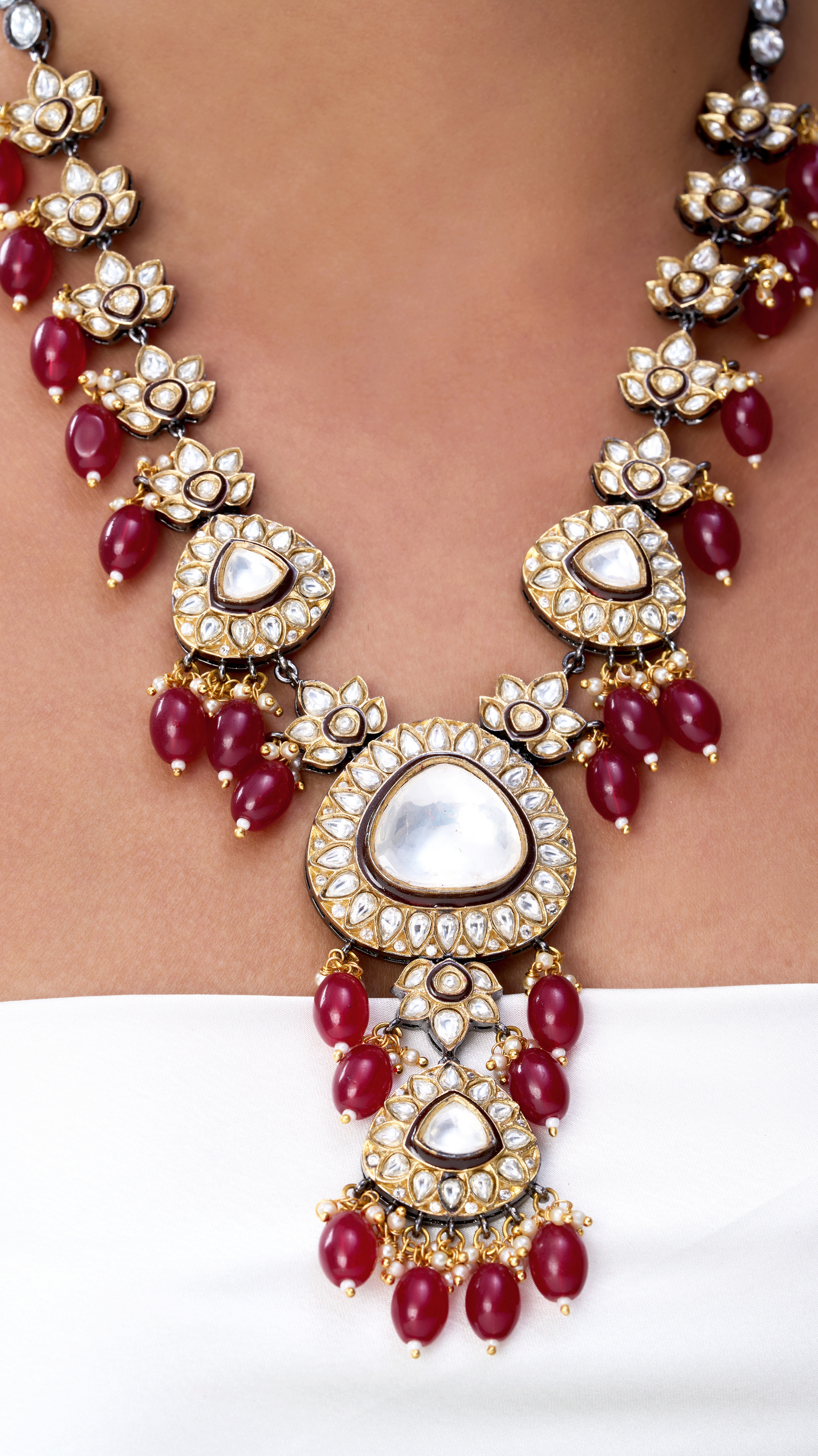 MIRA VICTORIAN RUBY & POLKI NECKLACE SET