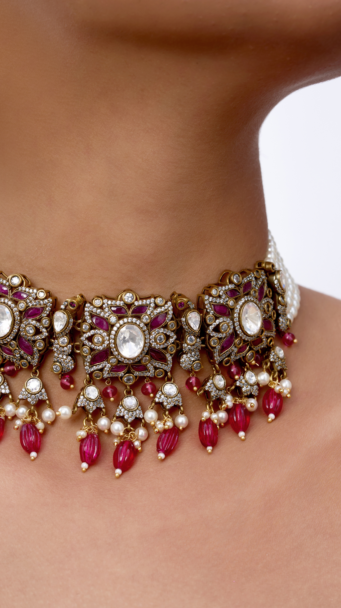 MEERA VICTORIAN & RUBY NECKLACE SET