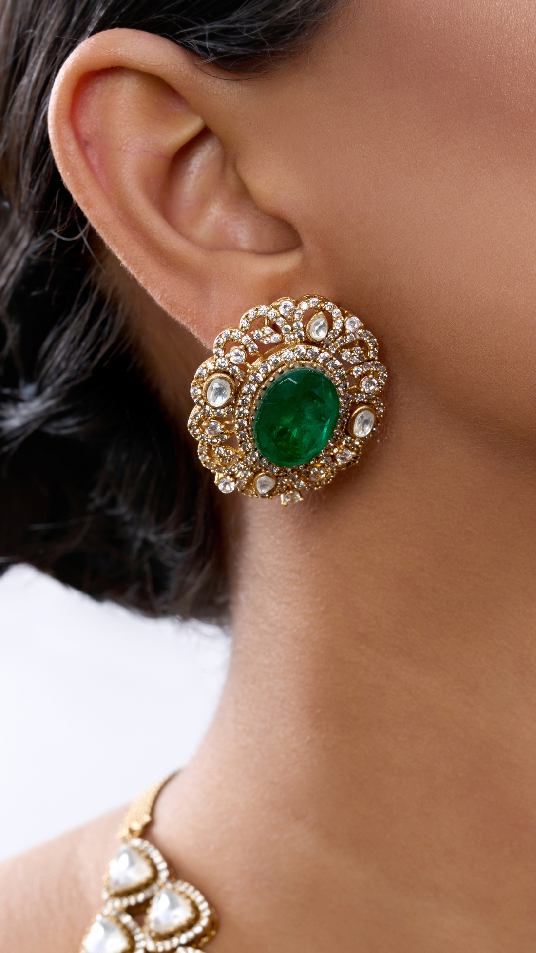 TAHIRA EMERALD & POLK NECKLACE  SET