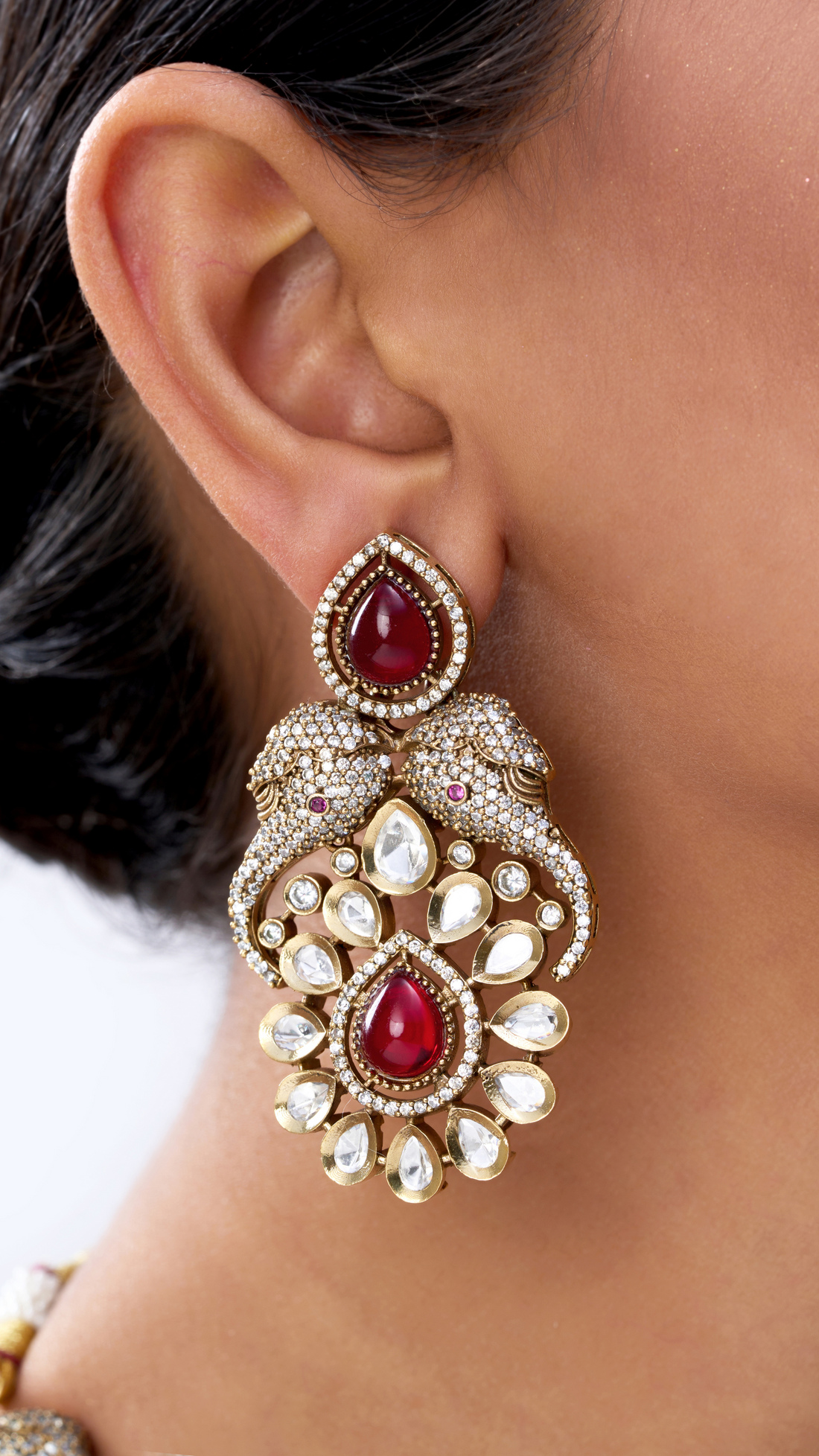CHANDRIKA  VICTORIAN MOSSAINITE & PURE STONES  NECKLACE SET
