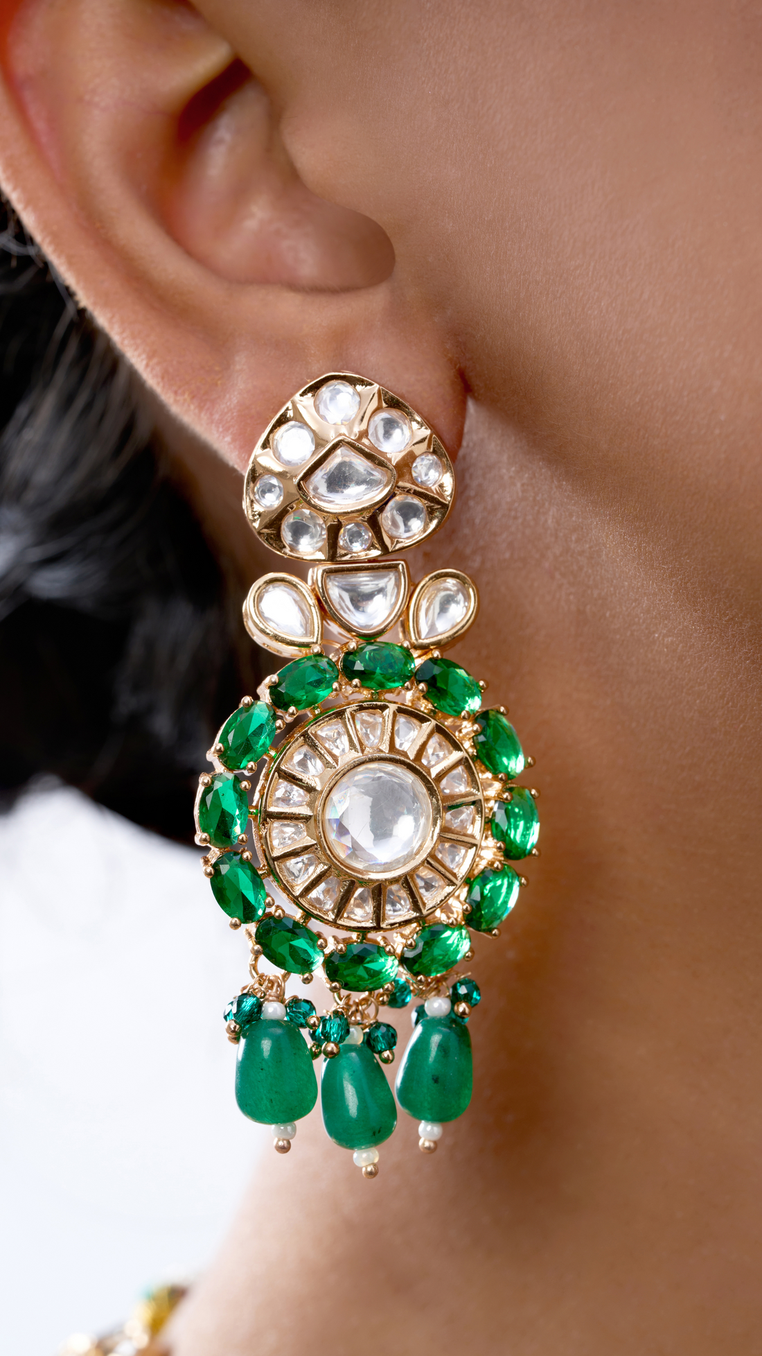 RUKMANI  EMERALD & POLKI NECKLACE  SET