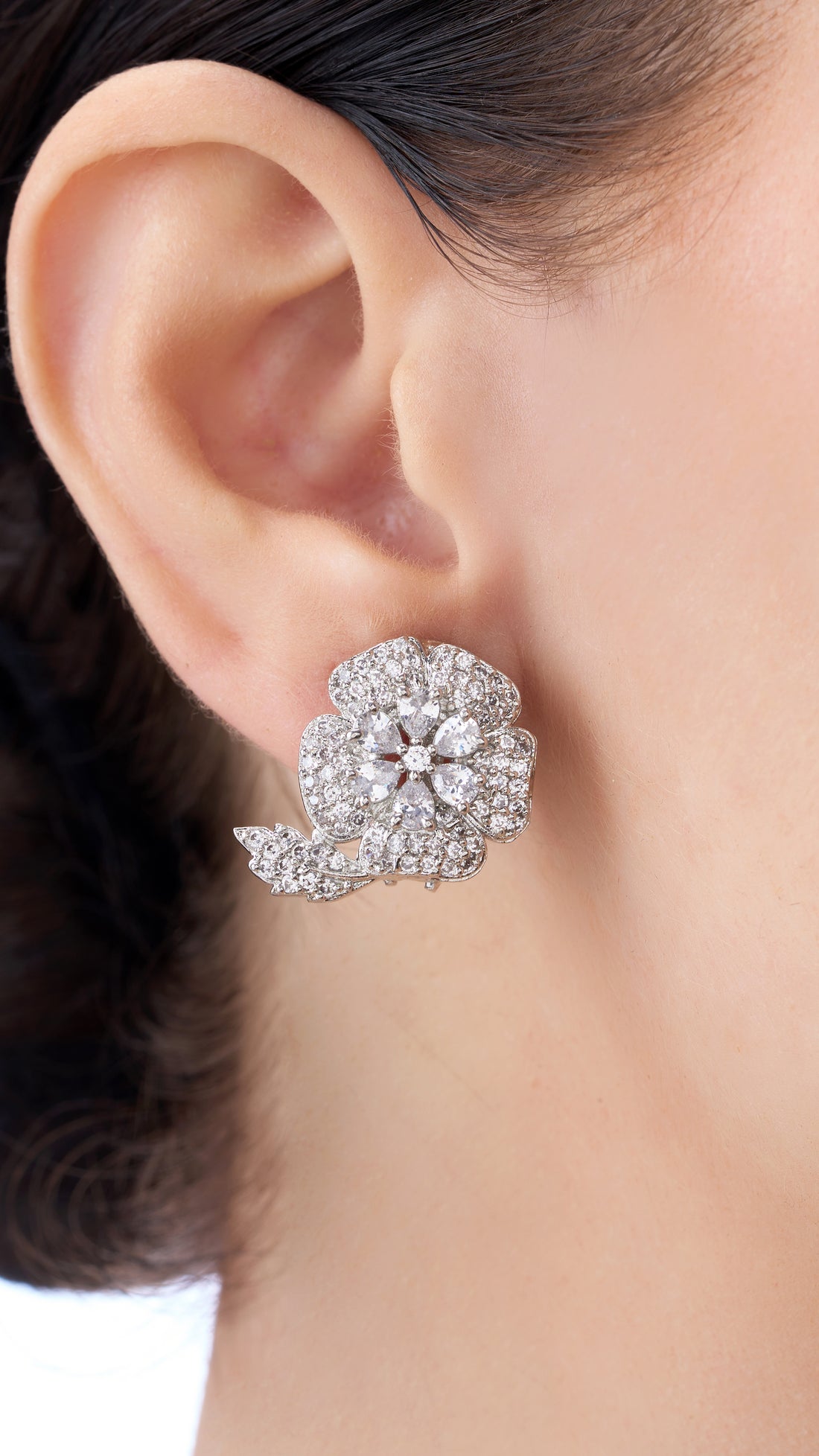 KAMINI FLOWER MOISSANITE NECKLACE SET WITH SEMI PRECIOUS STONES
