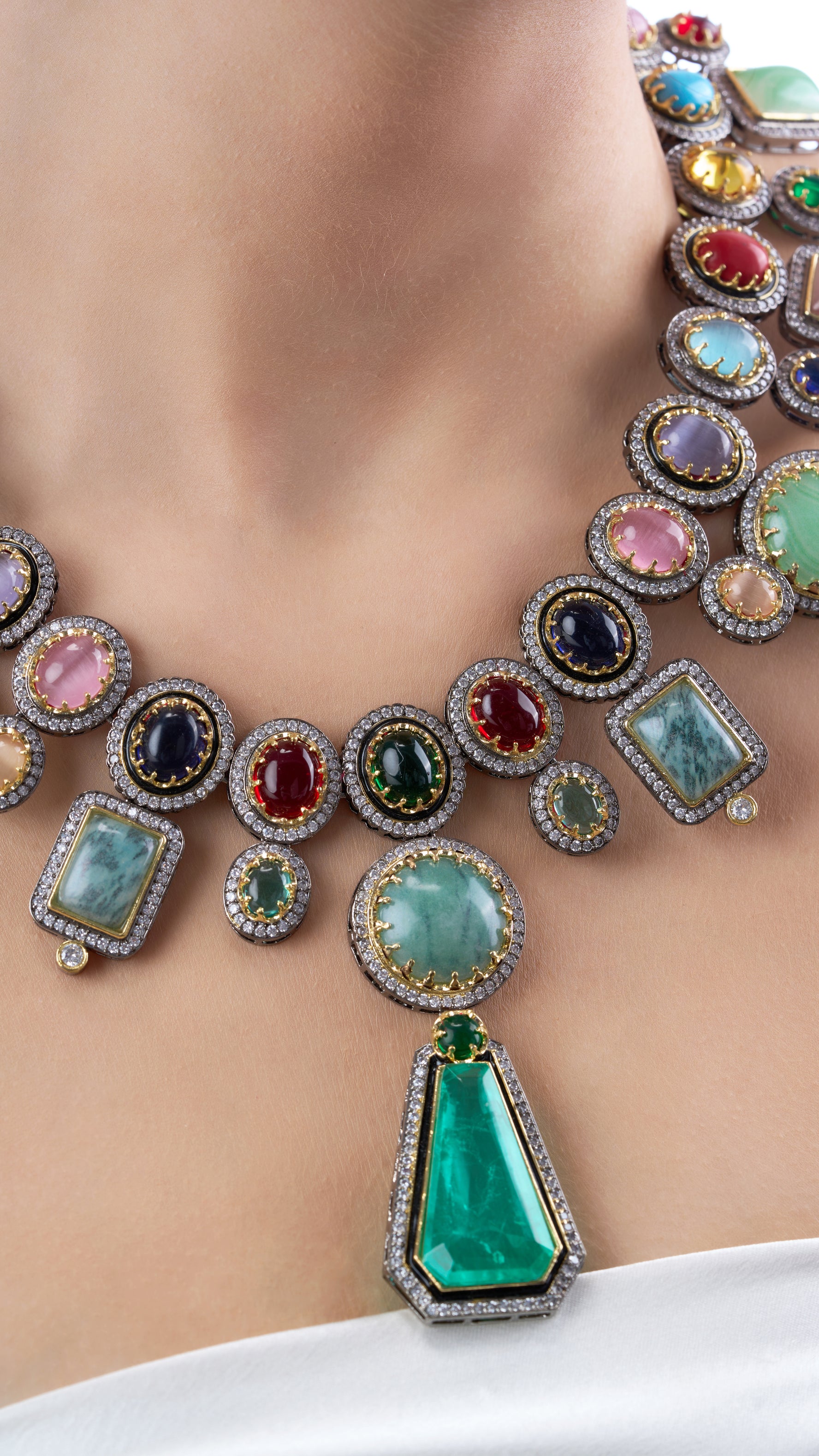 UMA MULTI COLOR SEMI PRECIOUS STONE NECKLACE SET