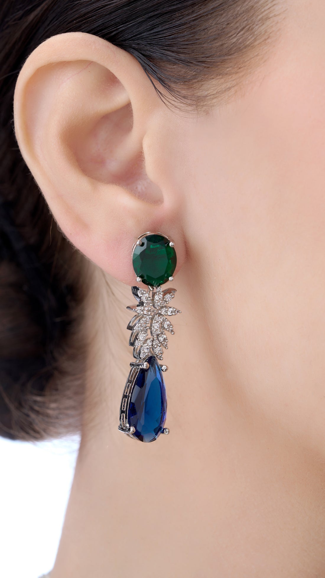 RANJINI LAPIS FLOWER MOSSAINITE NECKLACE SET