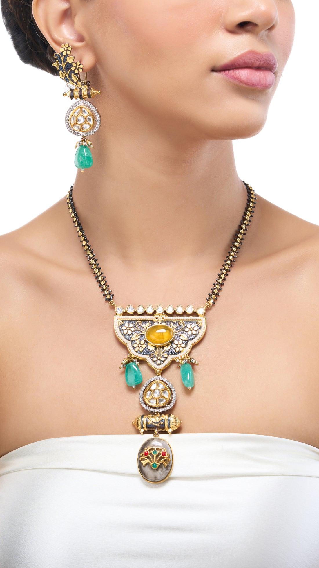 CATHERINE HAND ENAMEL VICTORIAN NECKLACE WITH FILIGREE WORK