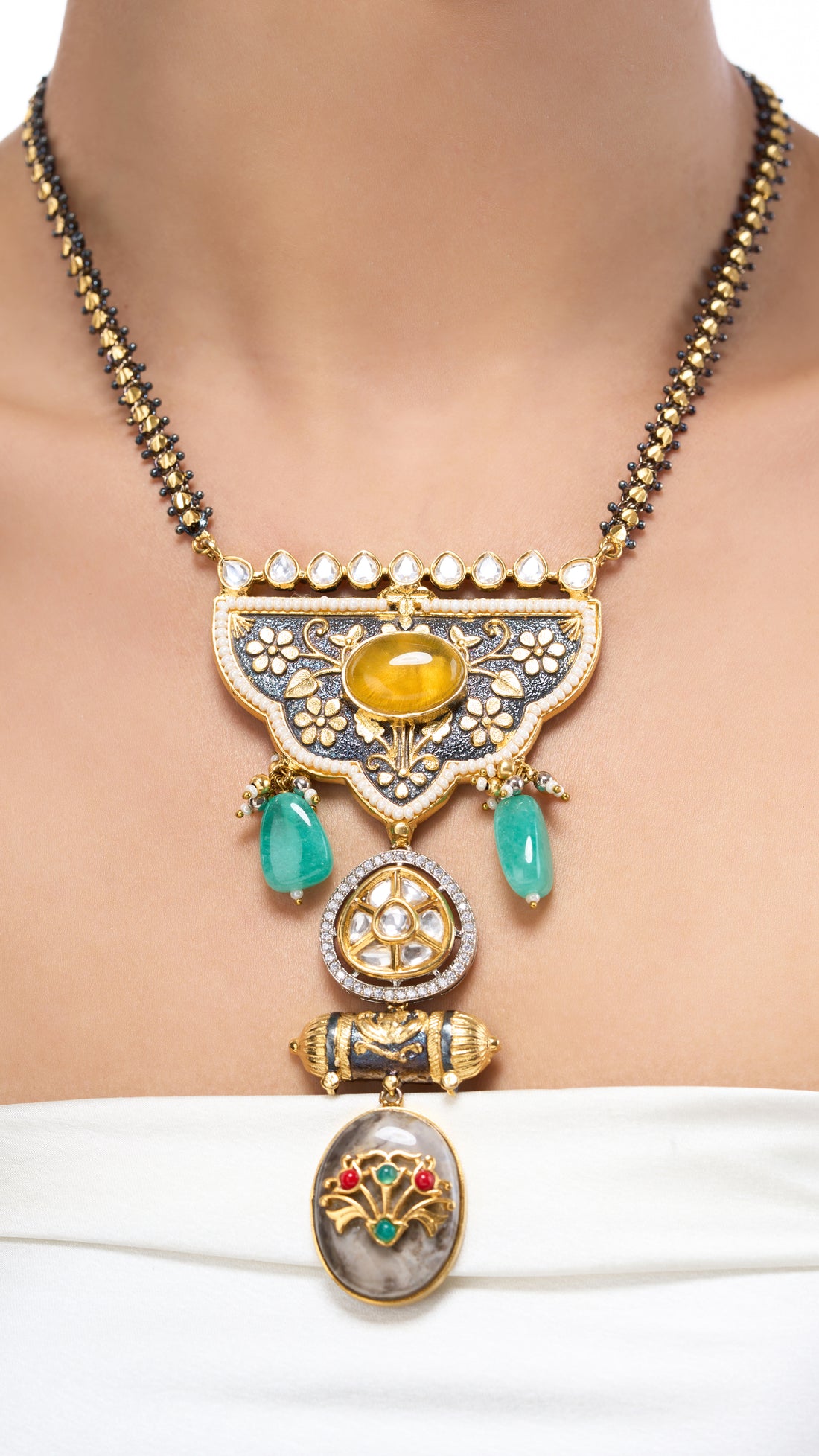 CATHERINE HAND ENAMEL VICTORIAN NECKLACE WITH FILIGREE WORK