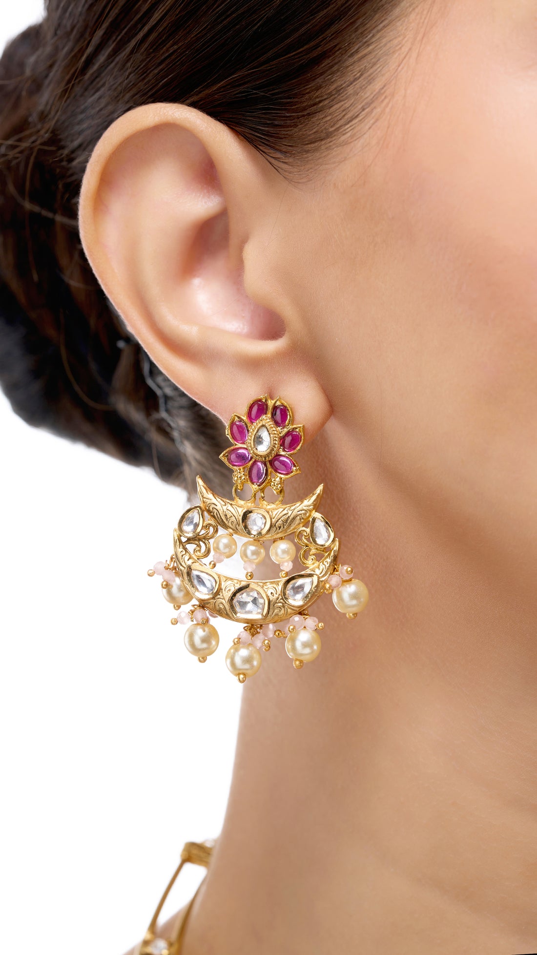 RADHA GOLD FOIL KUNDAN NECKLACE WITH PURE PEARLS
