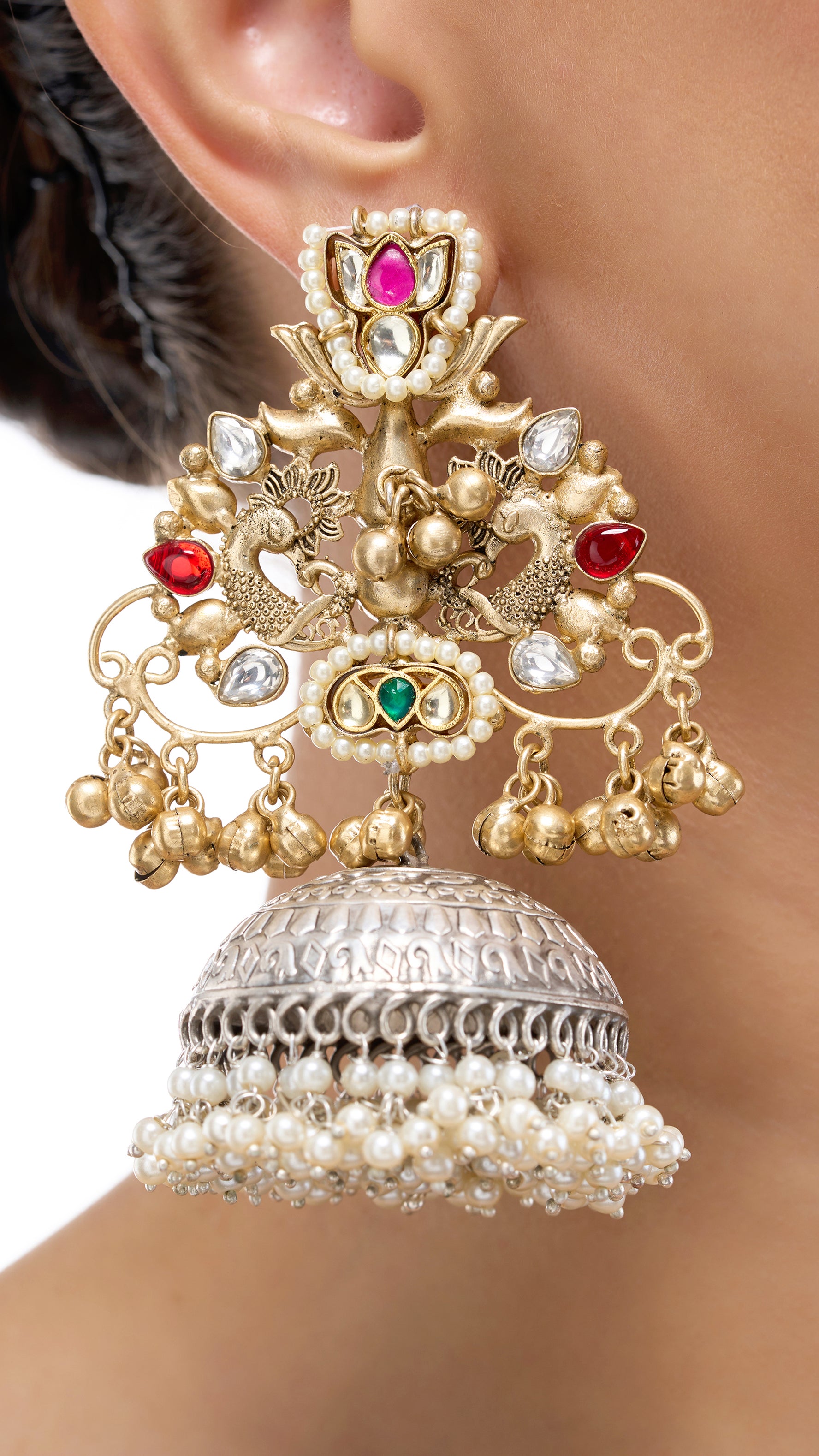 MITRA OXIDISED KUNDAN EARRINGS