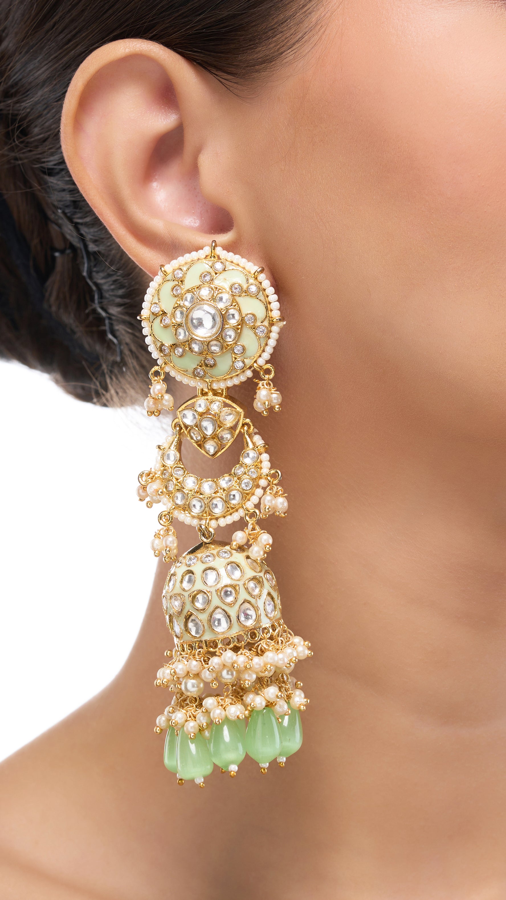 JANKI LONG KUNDAN ENAMEL JHUMKI