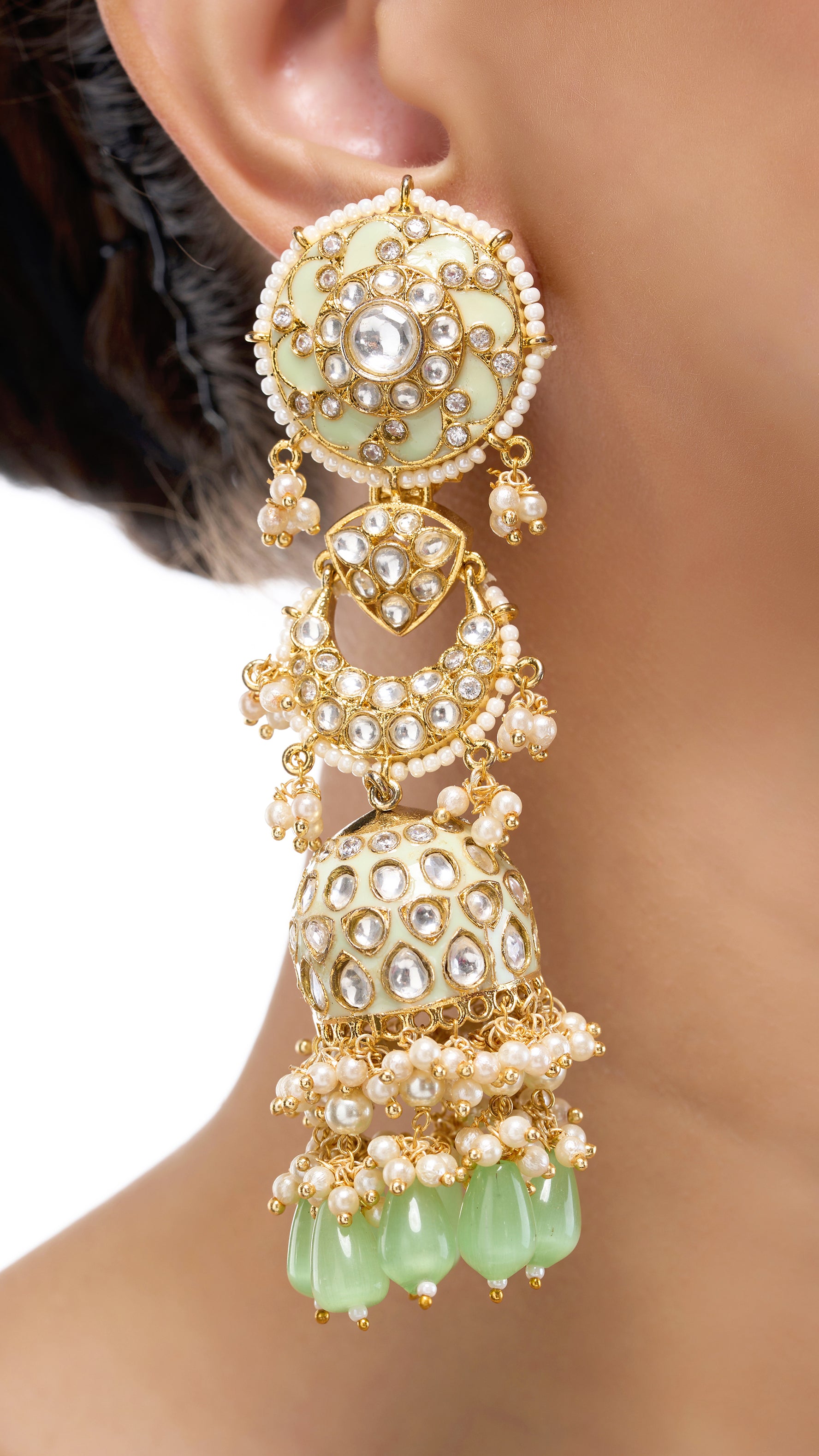 JANKI LONG KUNDAN ENAMEL JHUMKI