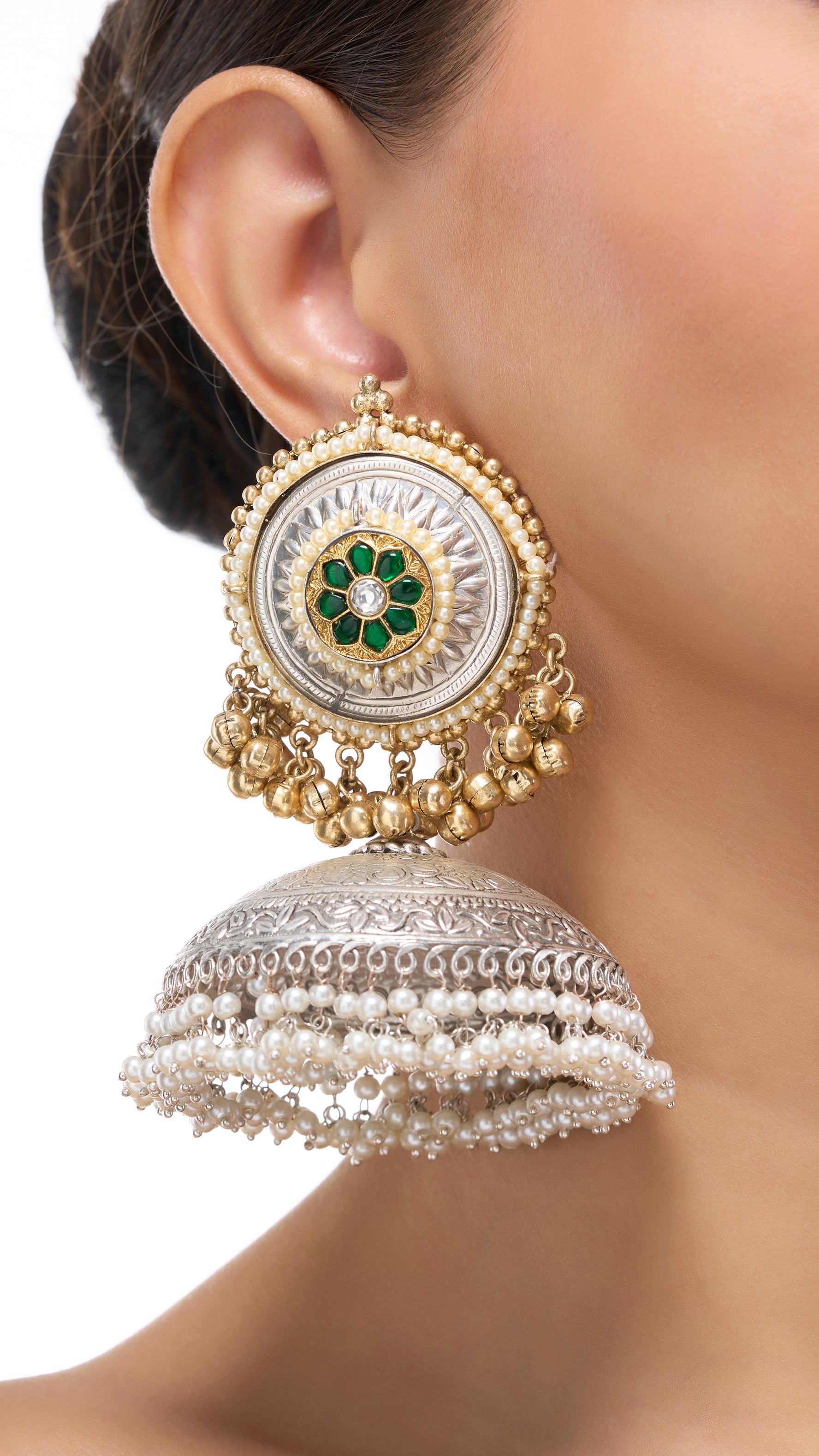 MADHAVI SILVER BIG FILIGREE JHUMKA