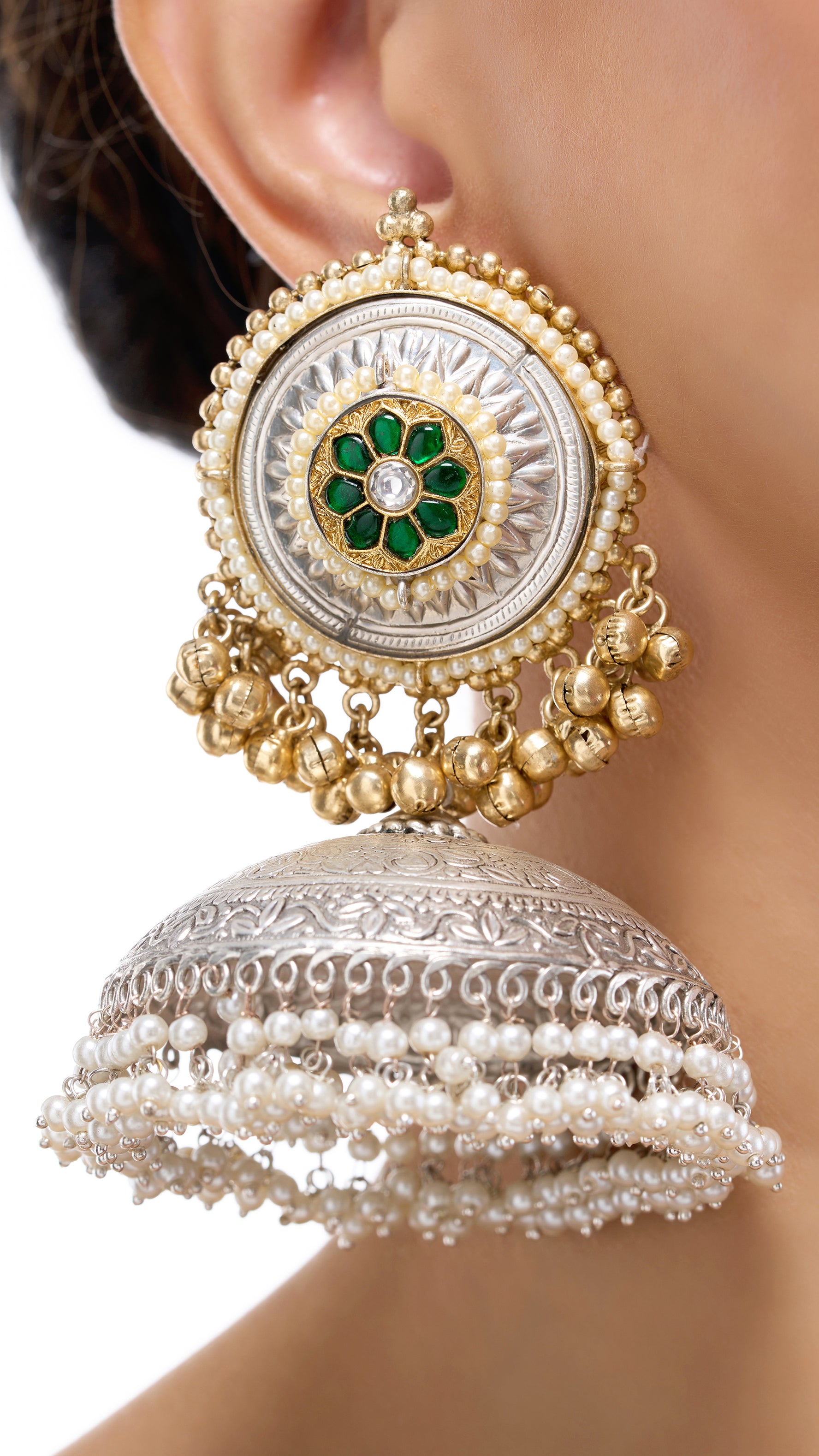 MADHAVI SILVER BIG FILIGREE JHUMKA