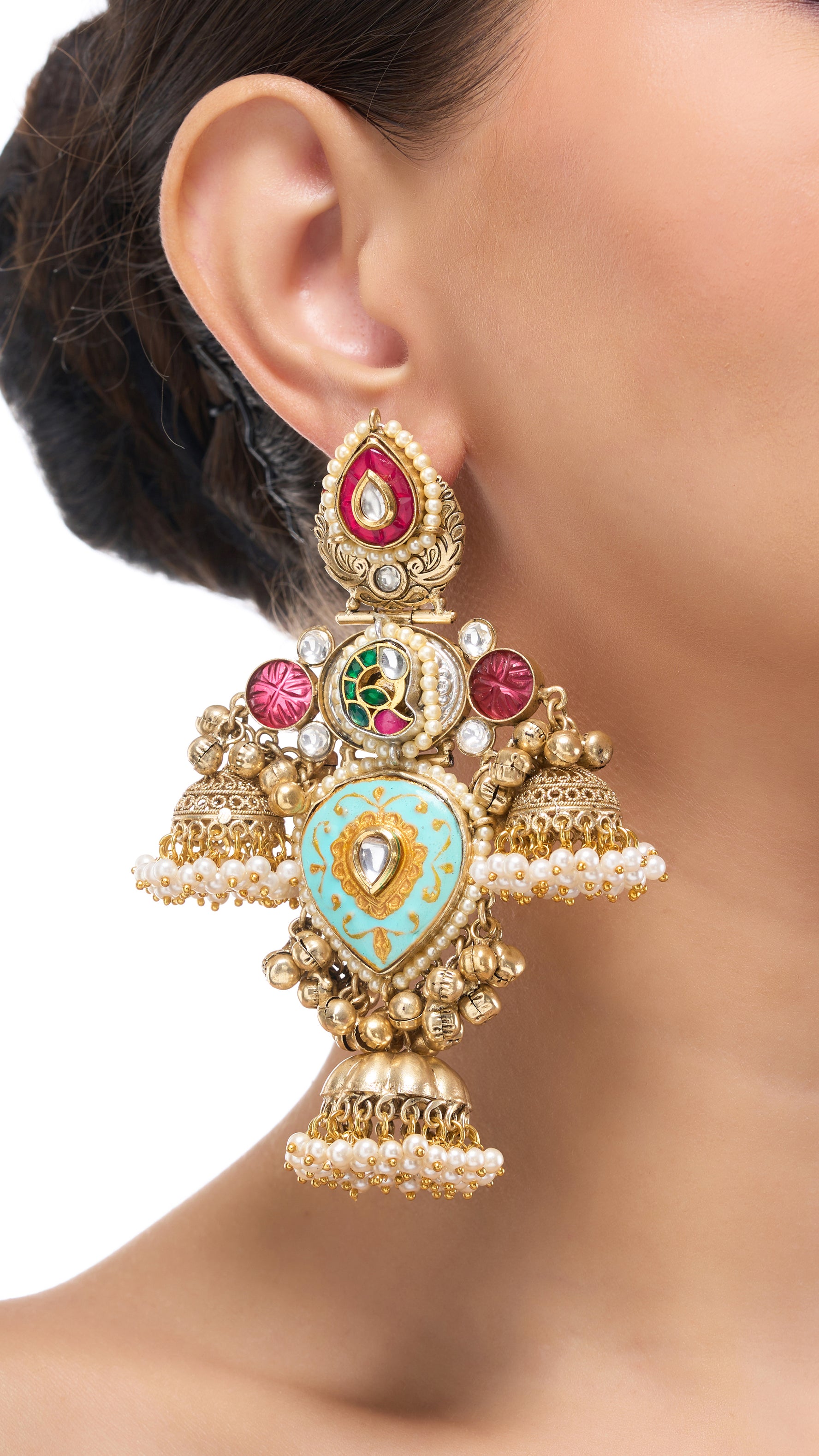 NANDINI GOLD FOIL EARRINGS WITH ENAMEL